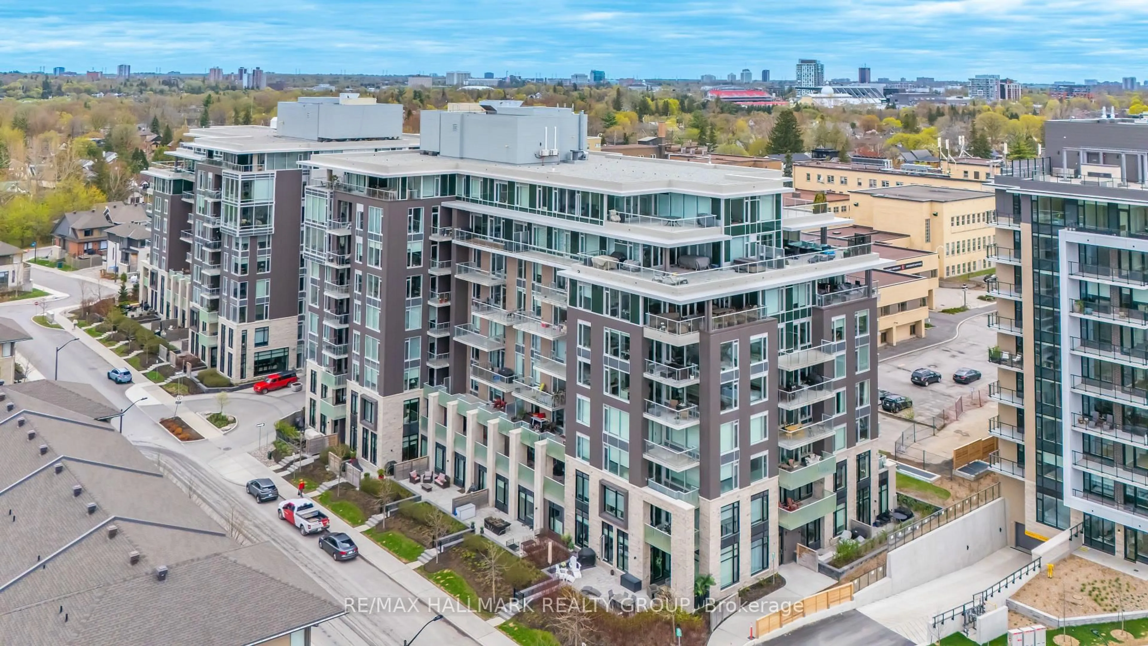 A pic from outside/outdoor area/front of a property/back of a property/a pic from drone, city buildings view from balcony for 570 De Mazenod Ave #503, Ottawa Ontario K1S 5X2
