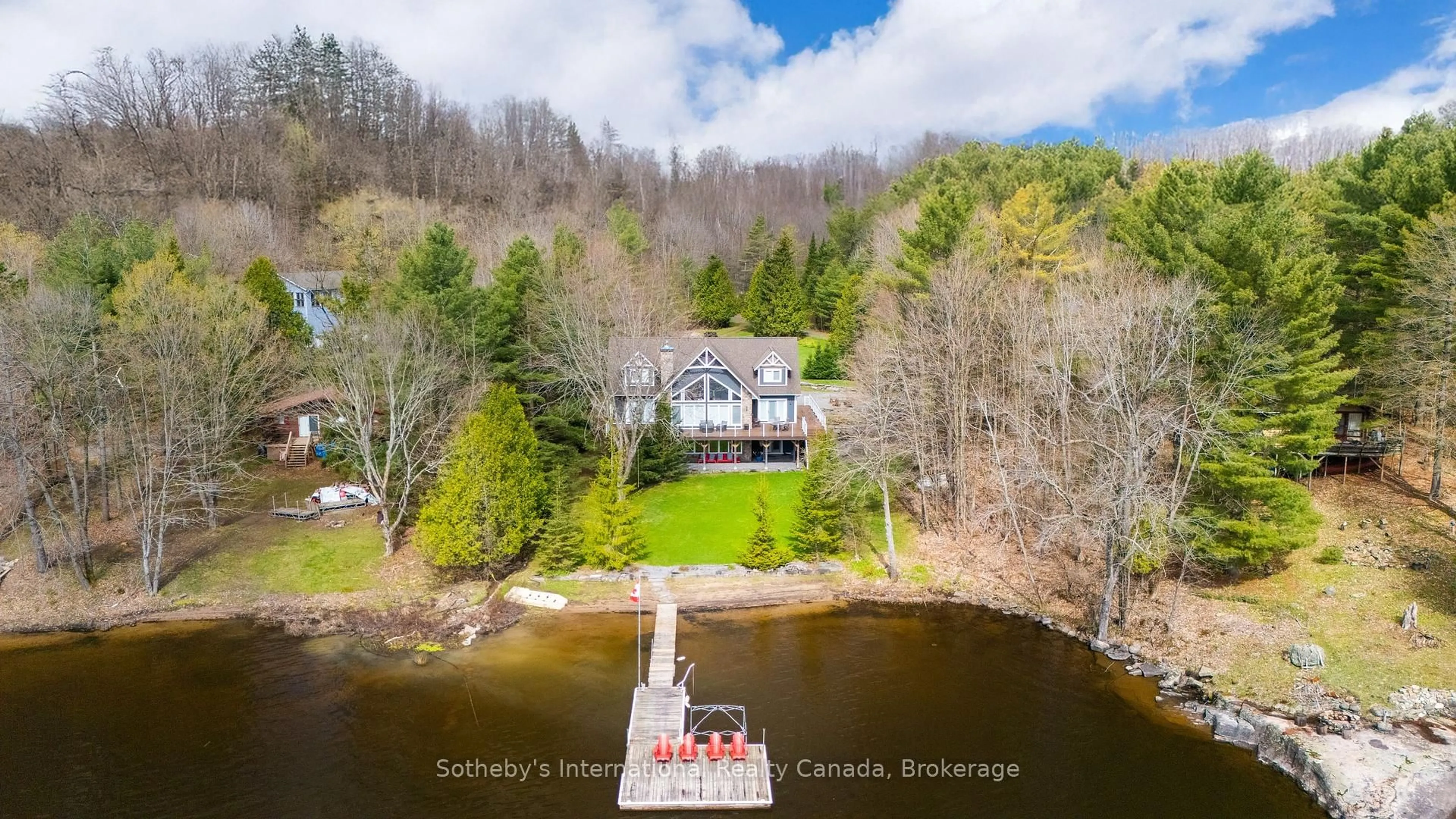 A pic from outside/outdoor area/front of a property/back of a property/a pic from drone, water/lake/river/ocean view for 1492 North Shore Rd #2, Muskoka Lakes Ontario P0B 1M0