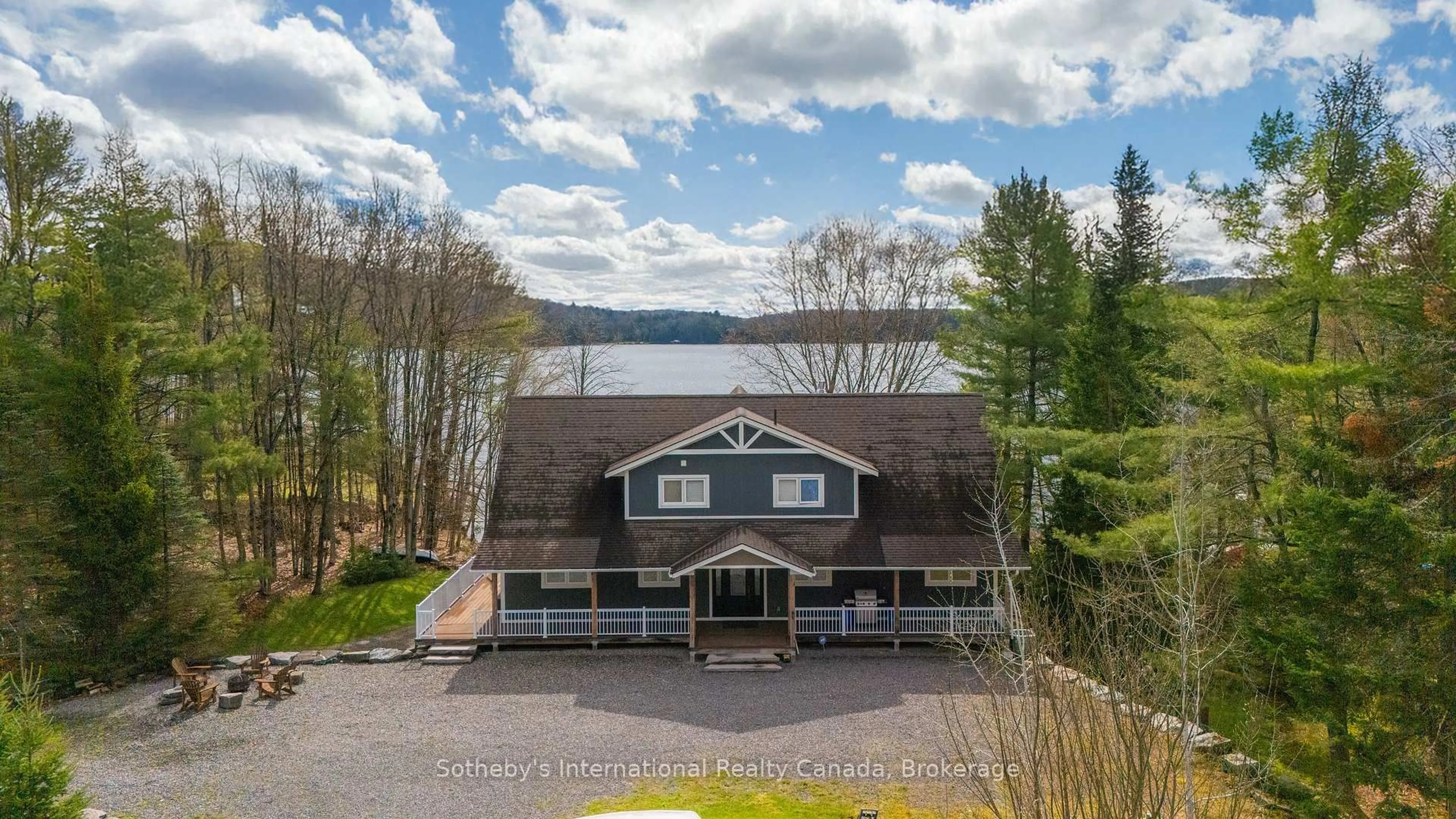 A pic from outside/outdoor area/front of a property/back of a property/a pic from drone, water/lake/river/ocean view for 1492 North Shore Rd #2, Muskoka Lakes Ontario P0B 1M0