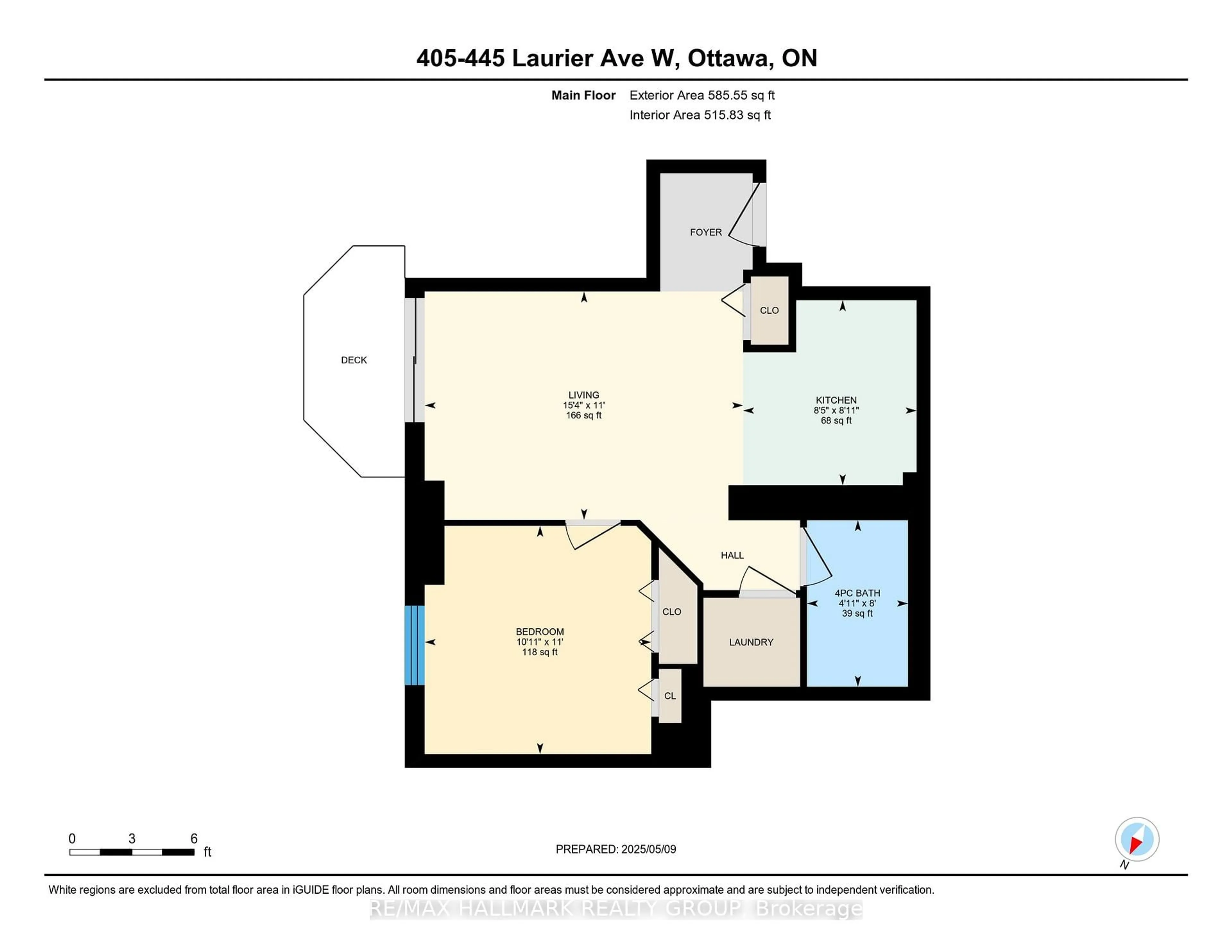 Floor plan for 445 Laurier Ave #405, Ottawa Ontario K1R 0A2