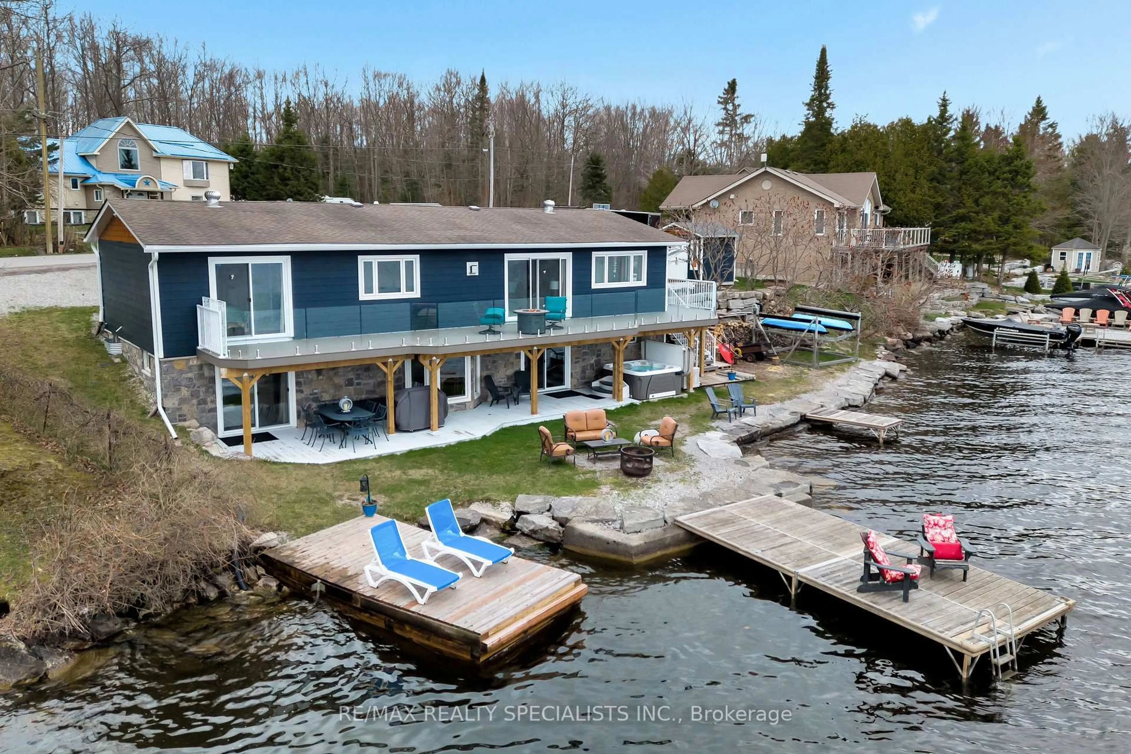 A pic from outside/outdoor area/front of a property/back of a property/a pic from drone, water/lake/river/ocean view for 1144 North Bay Dr, Kawartha Lakes Ontario K0M 2B0