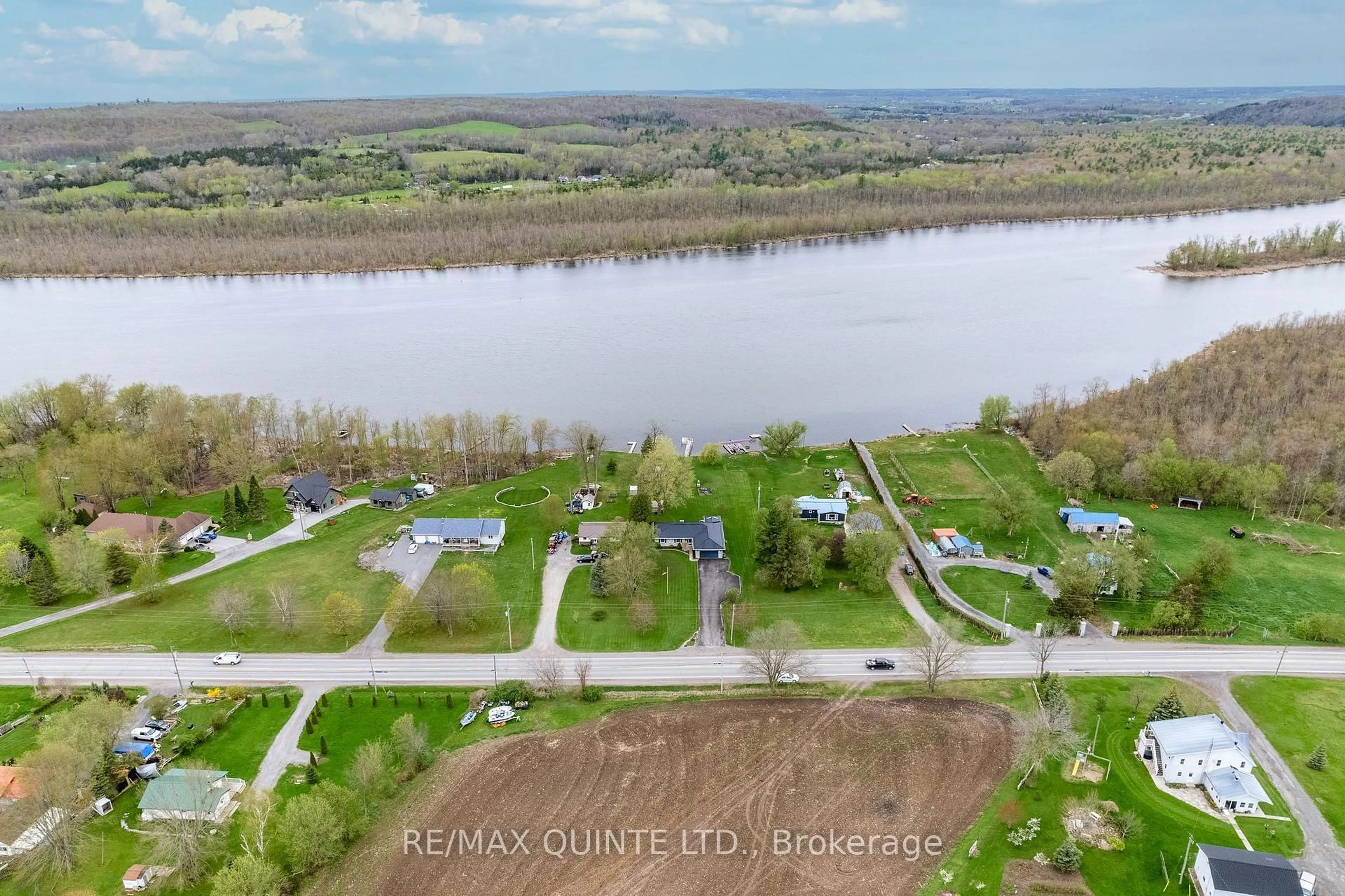 A pic from outside/outdoor area/front of a property/back of a property/a pic from drone, water/lake/river/ocean view for 1081 Frankford-Stirling Rd, Hastings Ontario K0K 2C0