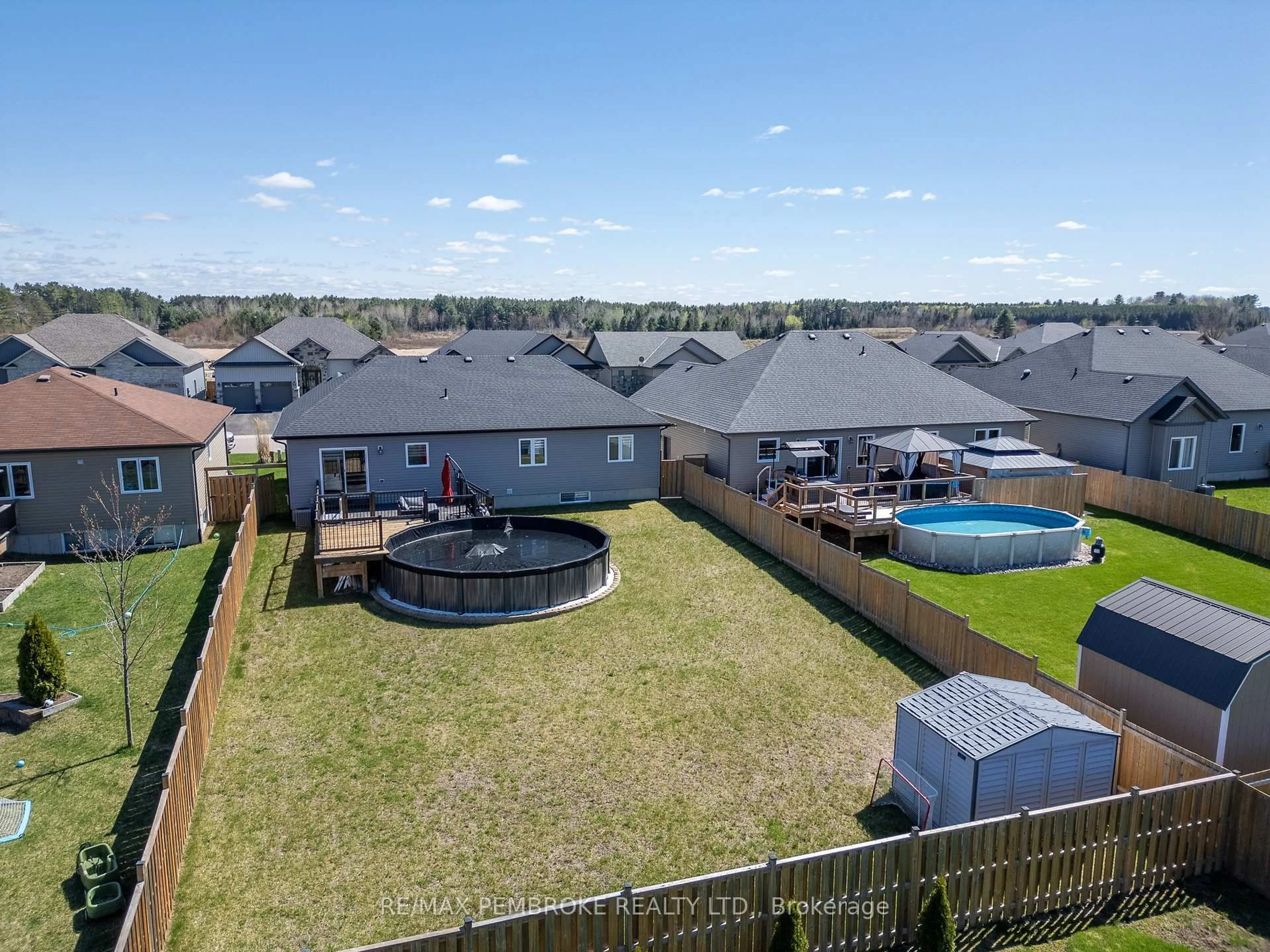 A pic from outside/outdoor area/front of a property/back of a property/a pic from drone, water/lake/river/ocean view for 70 Noble Cres, Petawawa Ontario K8H 0E9