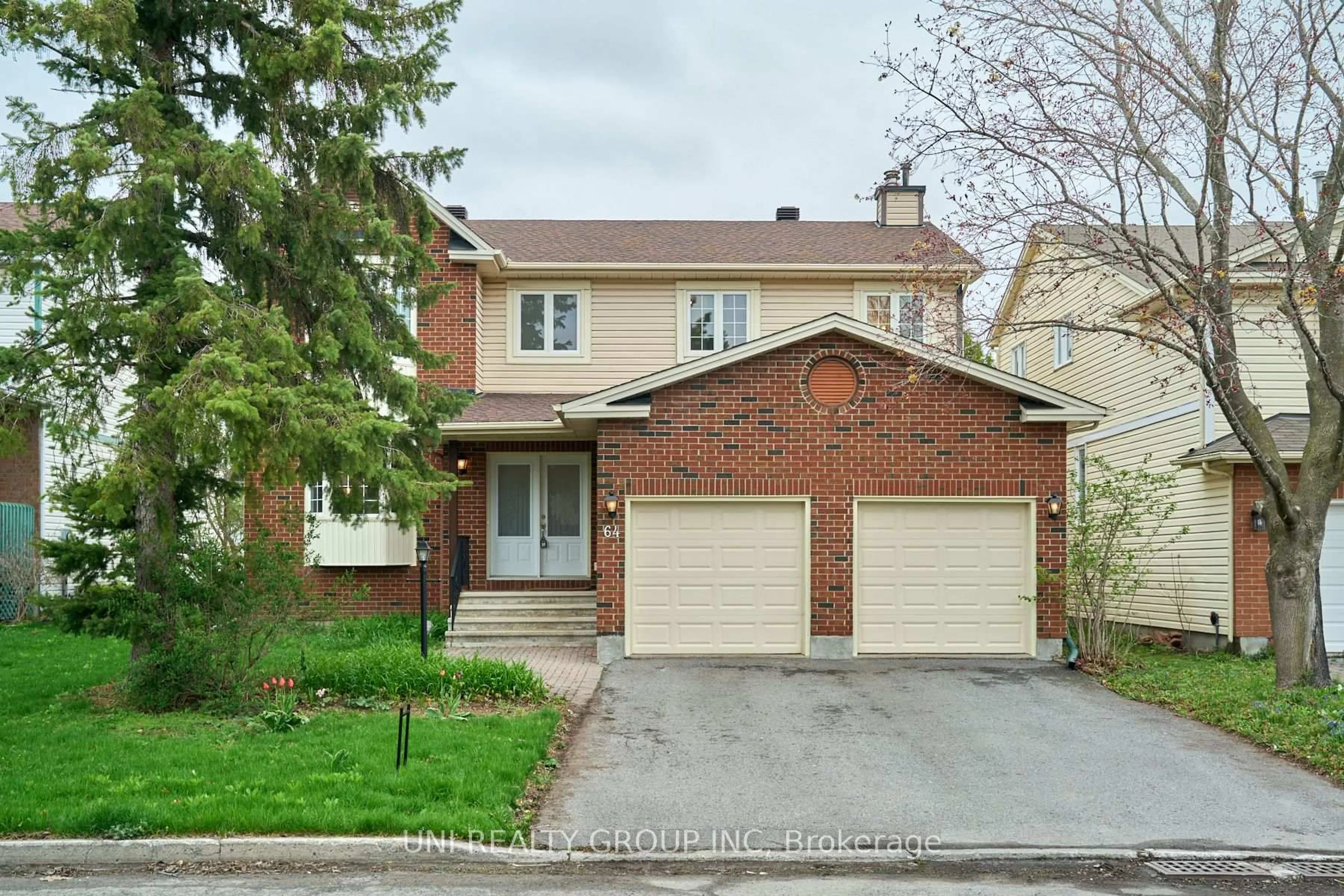 Home with brick exterior material, street for 64 BRAMBLEGROVE Cres, Ottawa Ontario K1T 3E9