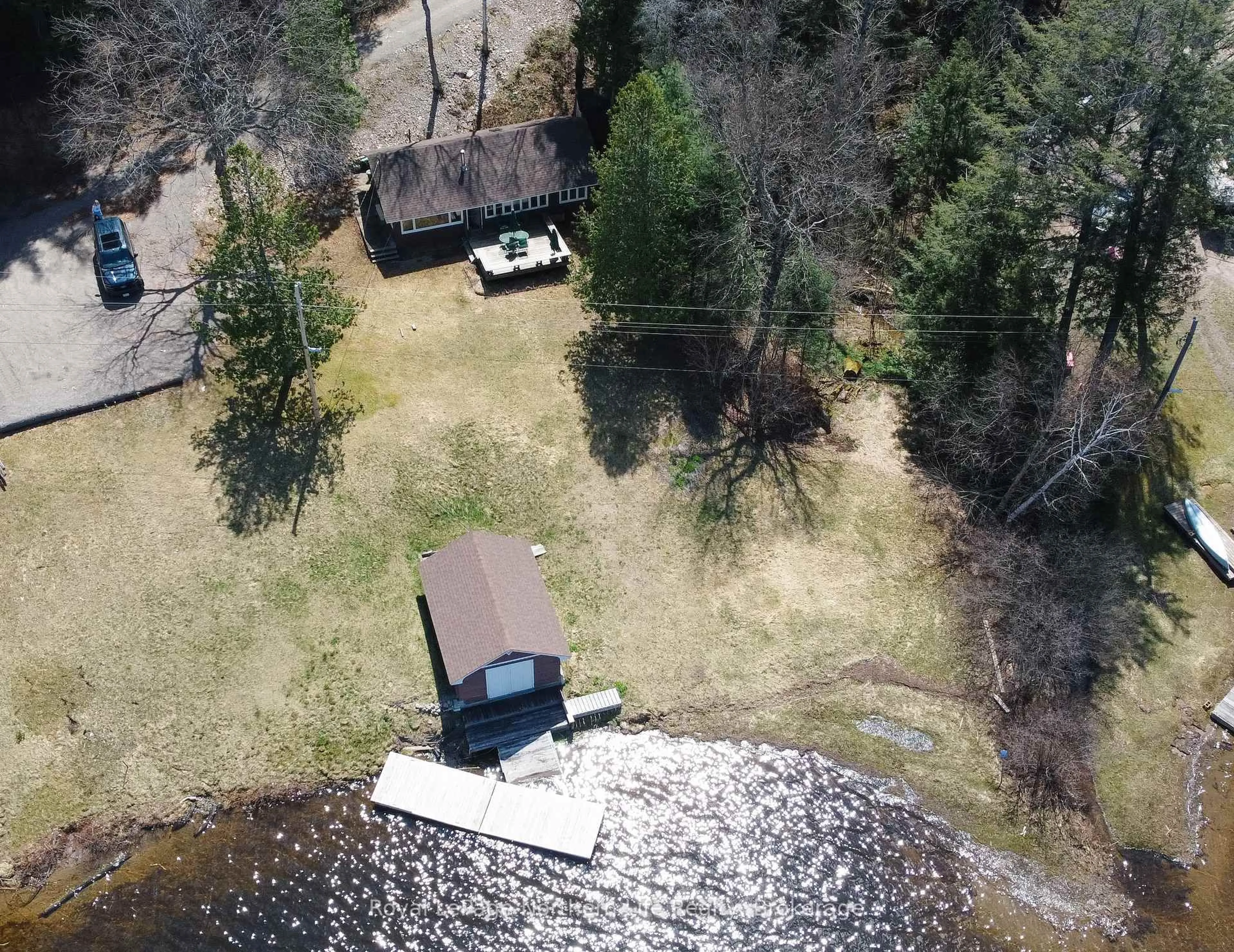 A pic from outside/outdoor area/front of a property/back of a property/a pic from drone, water/lake/river/ocean view for 295 Neault Rd, Papineau-Cameron Ontario P0H 1V0