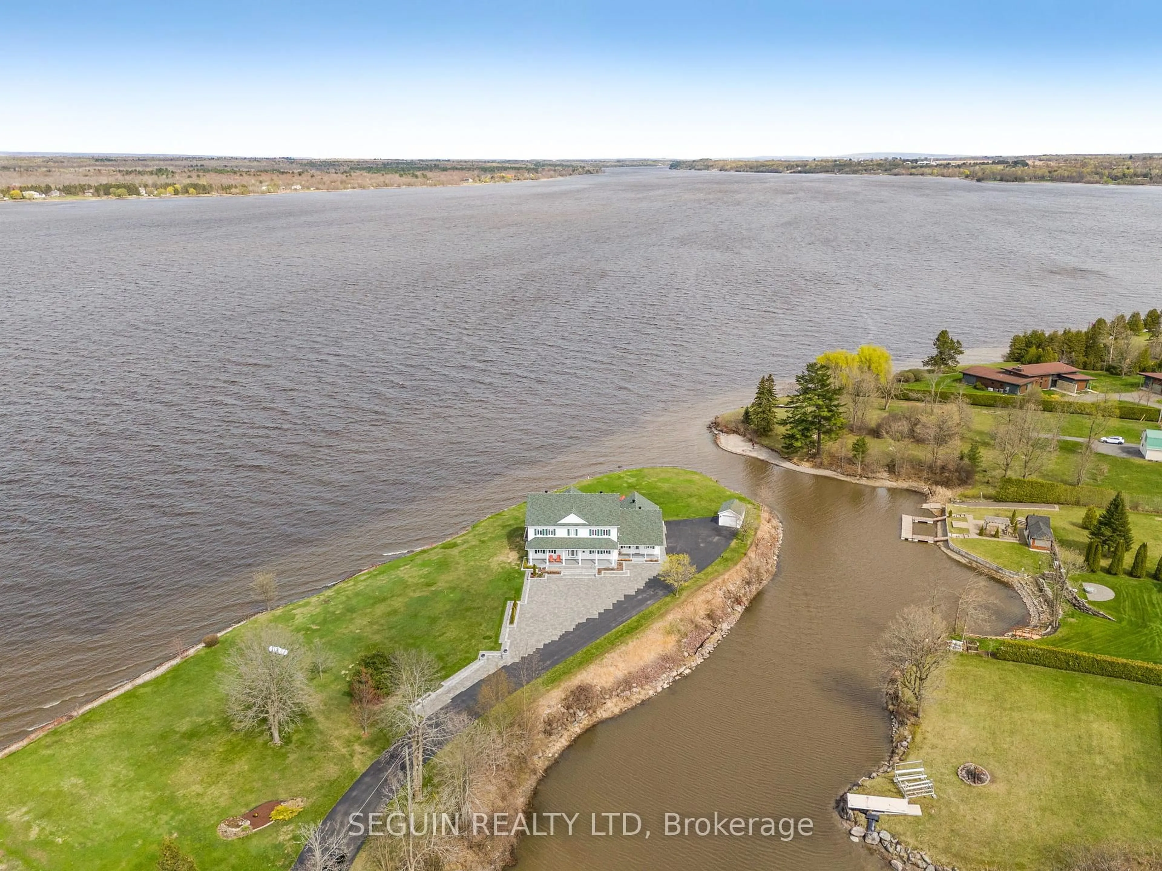 A pic from outside/outdoor area/front of a property/back of a property/a pic from drone, water/lake/river/ocean view for 3519 Front Rd, East Hawkesbury Ontario K6A 2R2