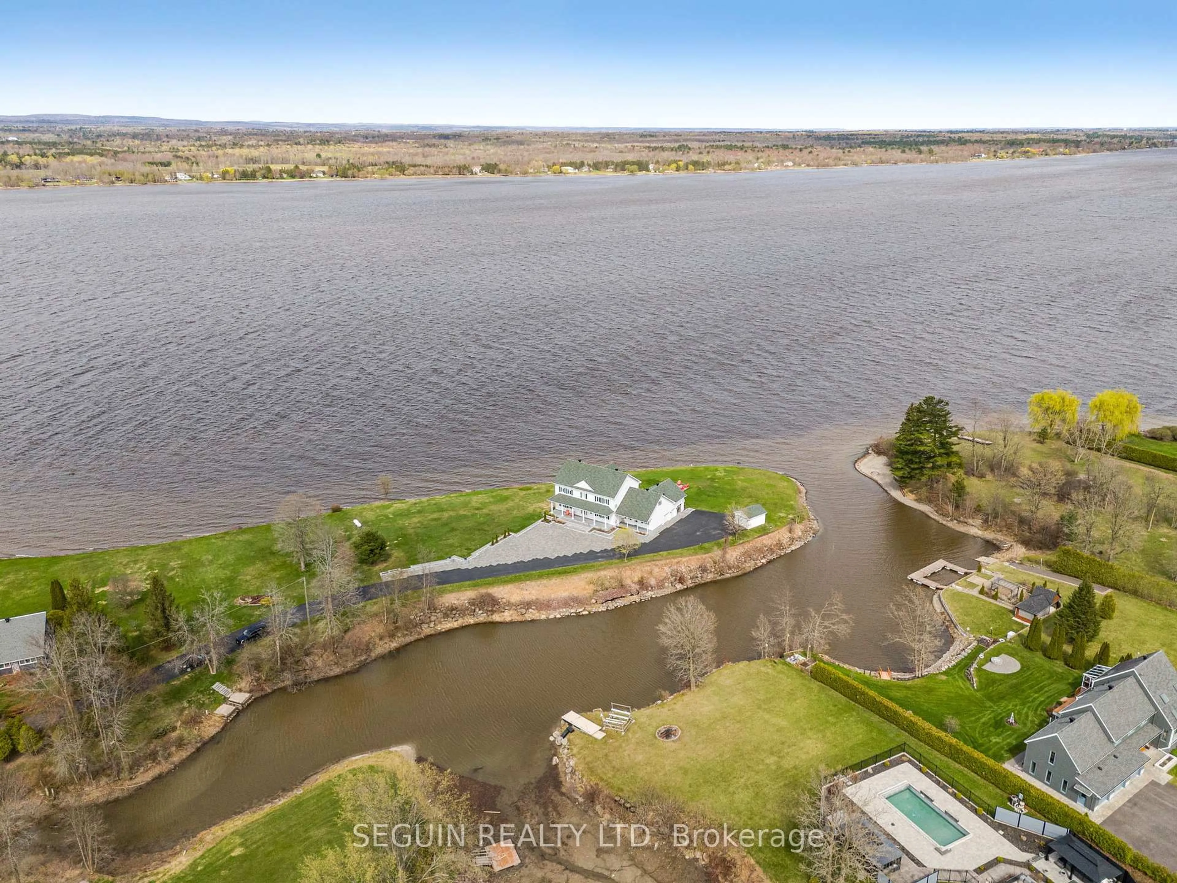 A pic from outside/outdoor area/front of a property/back of a property/a pic from drone, water/lake/river/ocean view for 3519 Front Rd, East Hawkesbury Ontario K6A 2R2