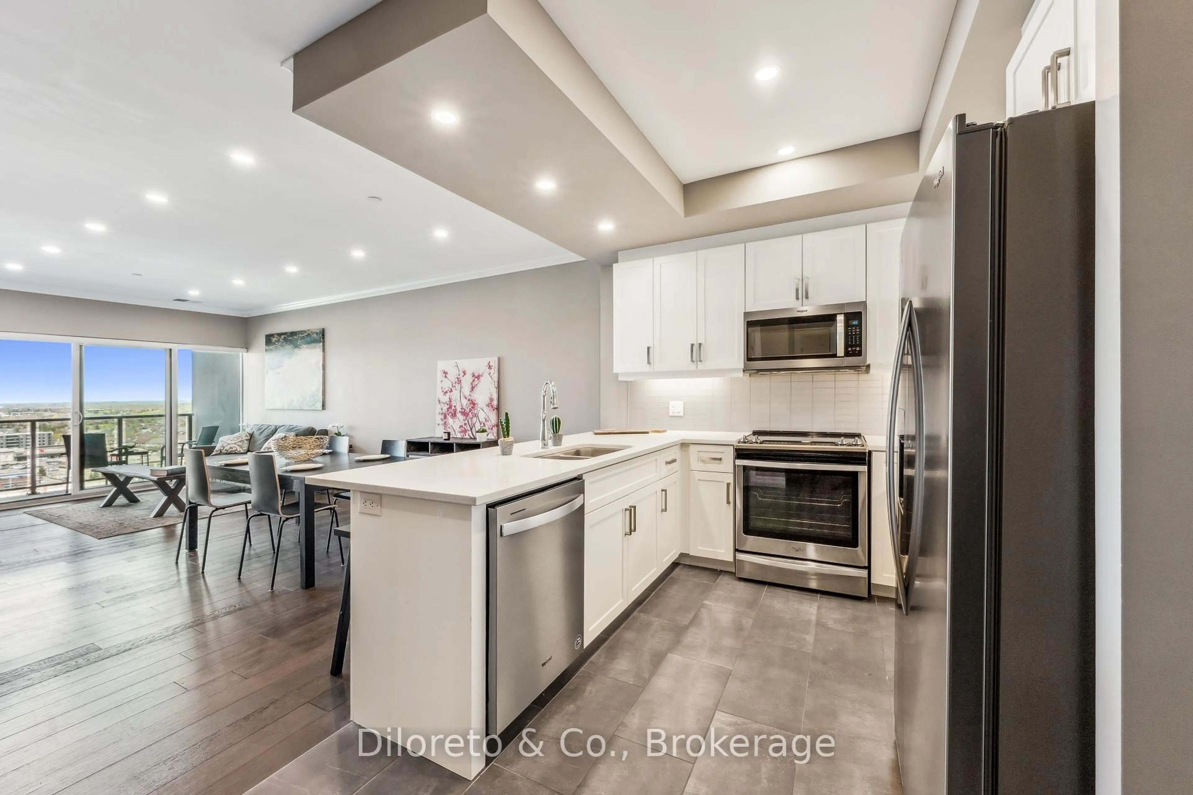 Open concept kitchen, ceramic/tile floor for 1878 Gordon St #1005, Guelph Ontario N1L 0P4