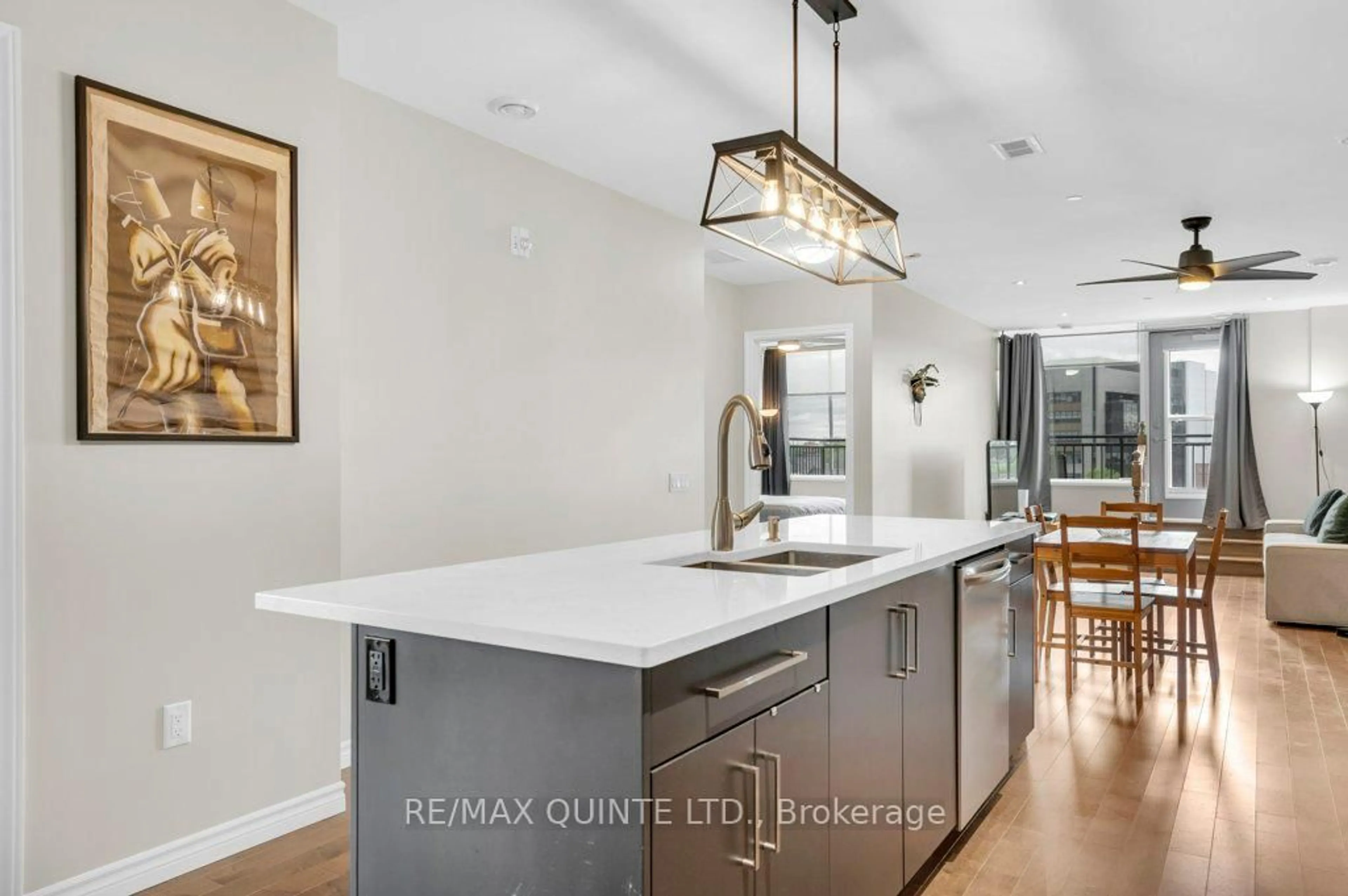 Open concept kitchen, ceramic/tile floor for 199 Front St #410, Belleville Ontario K8N 5H5