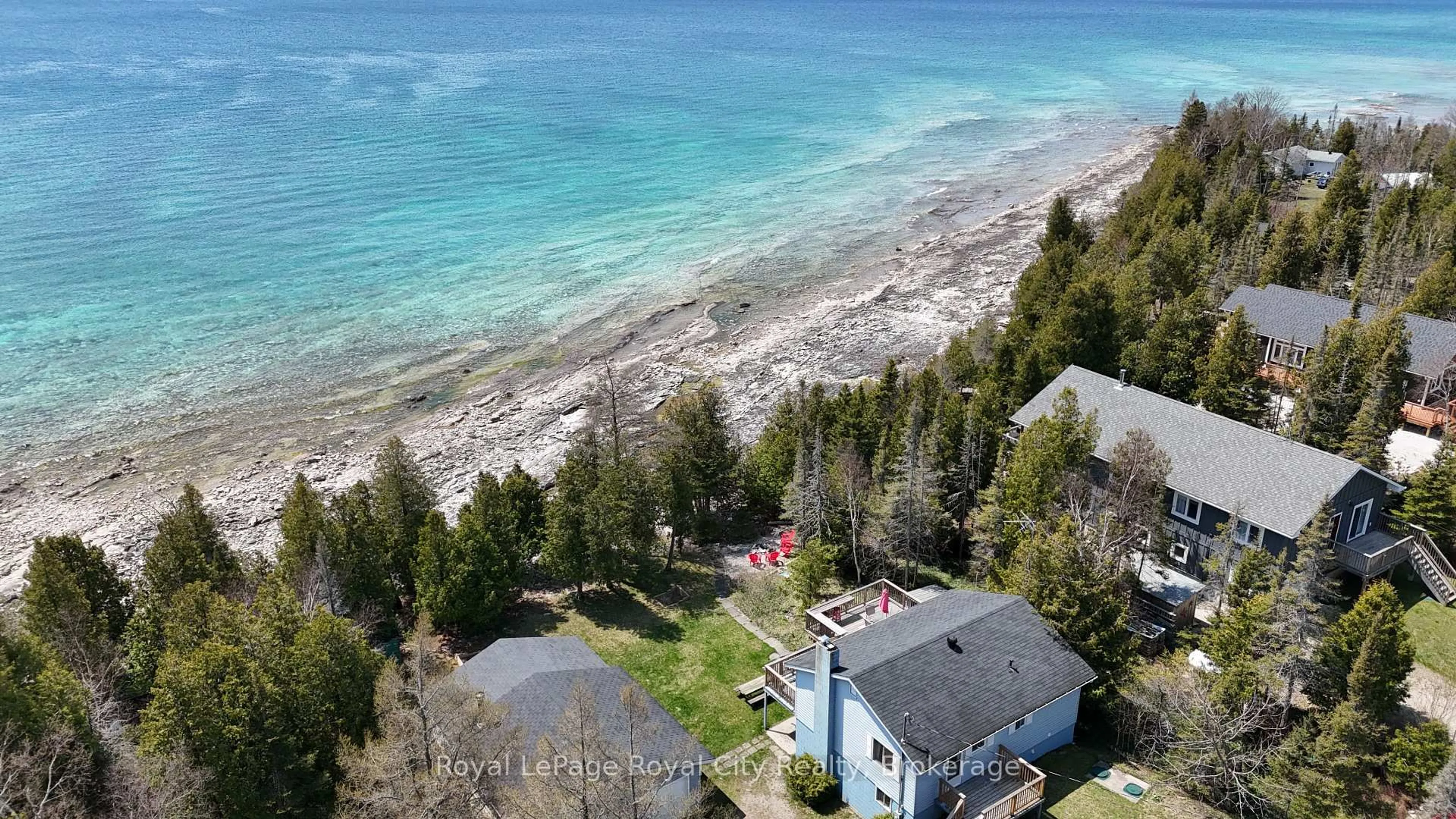 A pic from outside/outdoor area/front of a property/back of a property/a pic from drone, water/lake/river/ocean view for 1100 Dorcas Bay Rd, Northern Bruce Peninsula Ontario N0H 2R0
