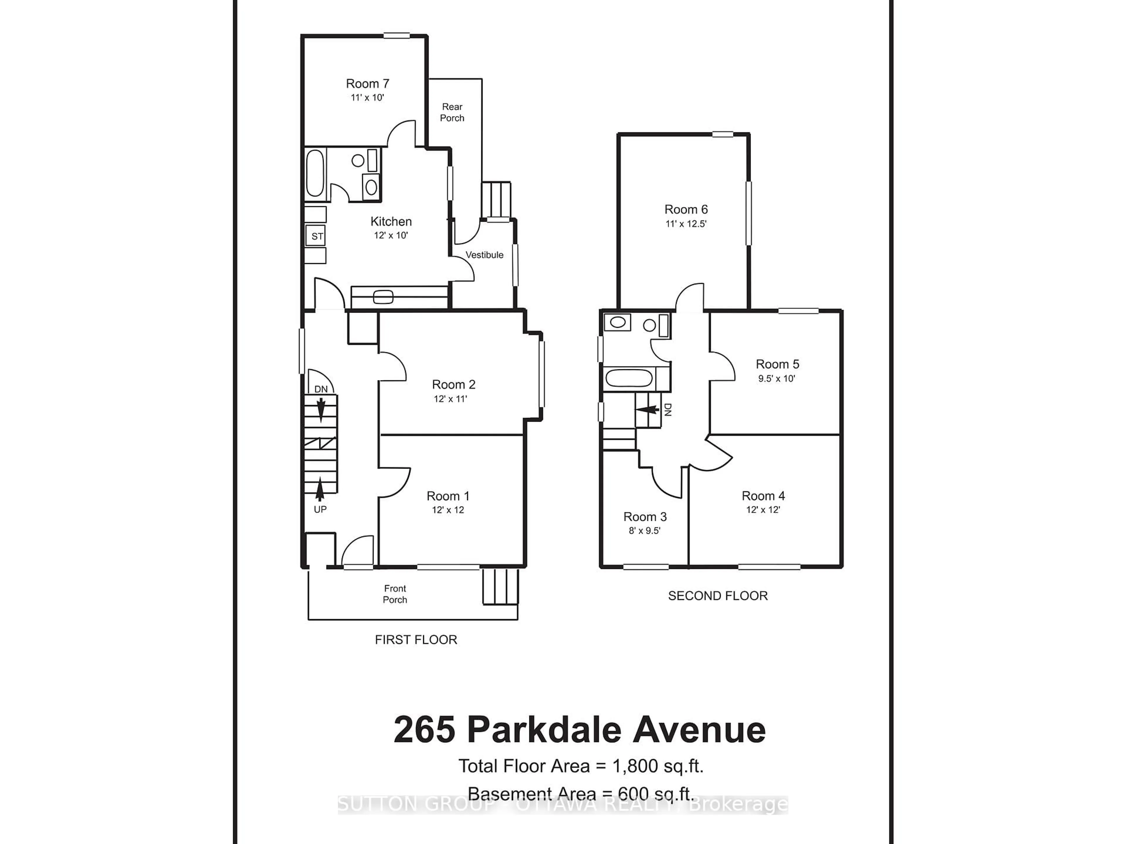 Floor plan for 265 Parkdale Ave, Ottawa Ontario K1Y 1G1