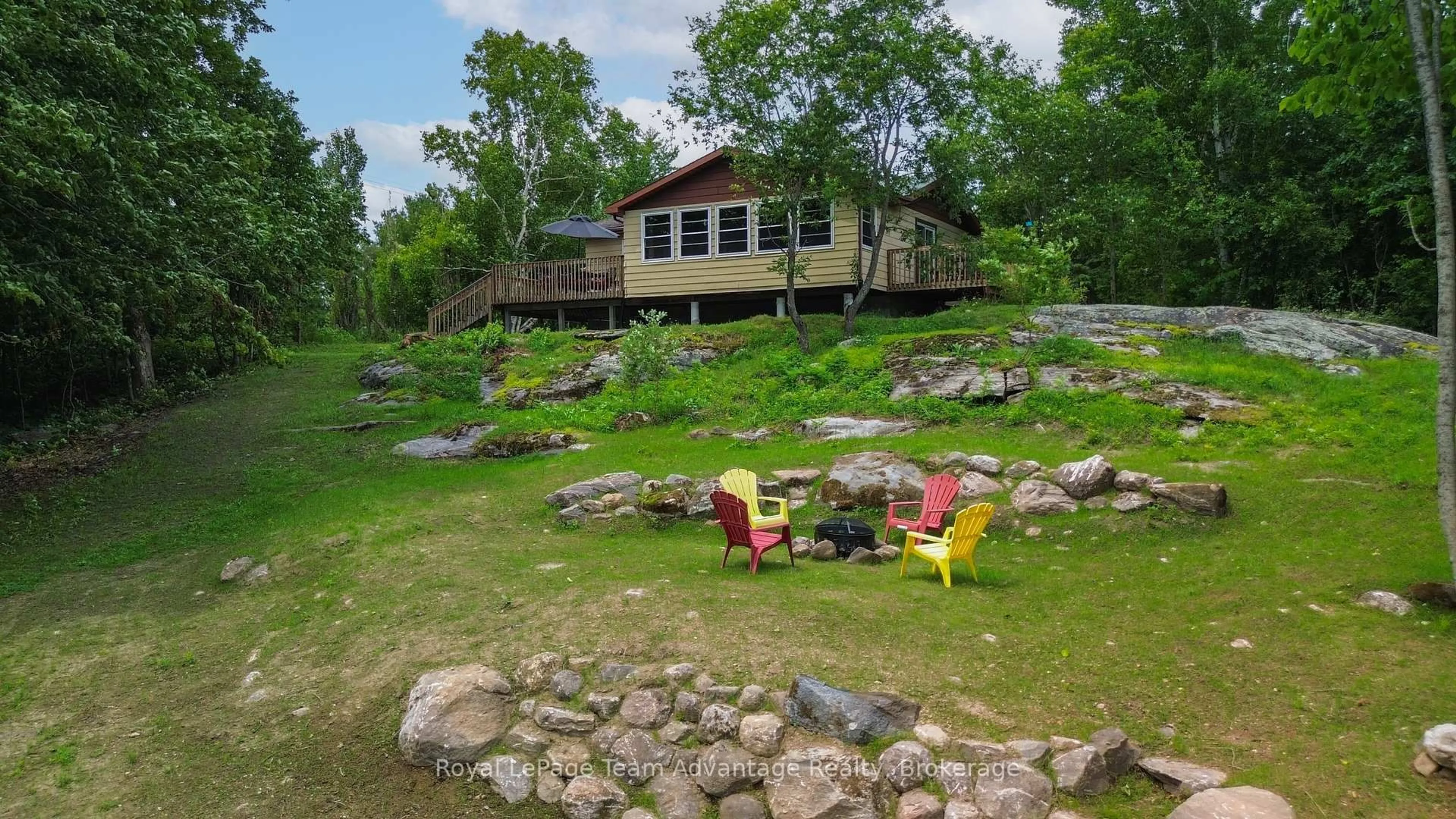 Patio, water/lake/river/ocean view for 35 Marlyn Dr, Seguin Ontario P0C 1J0