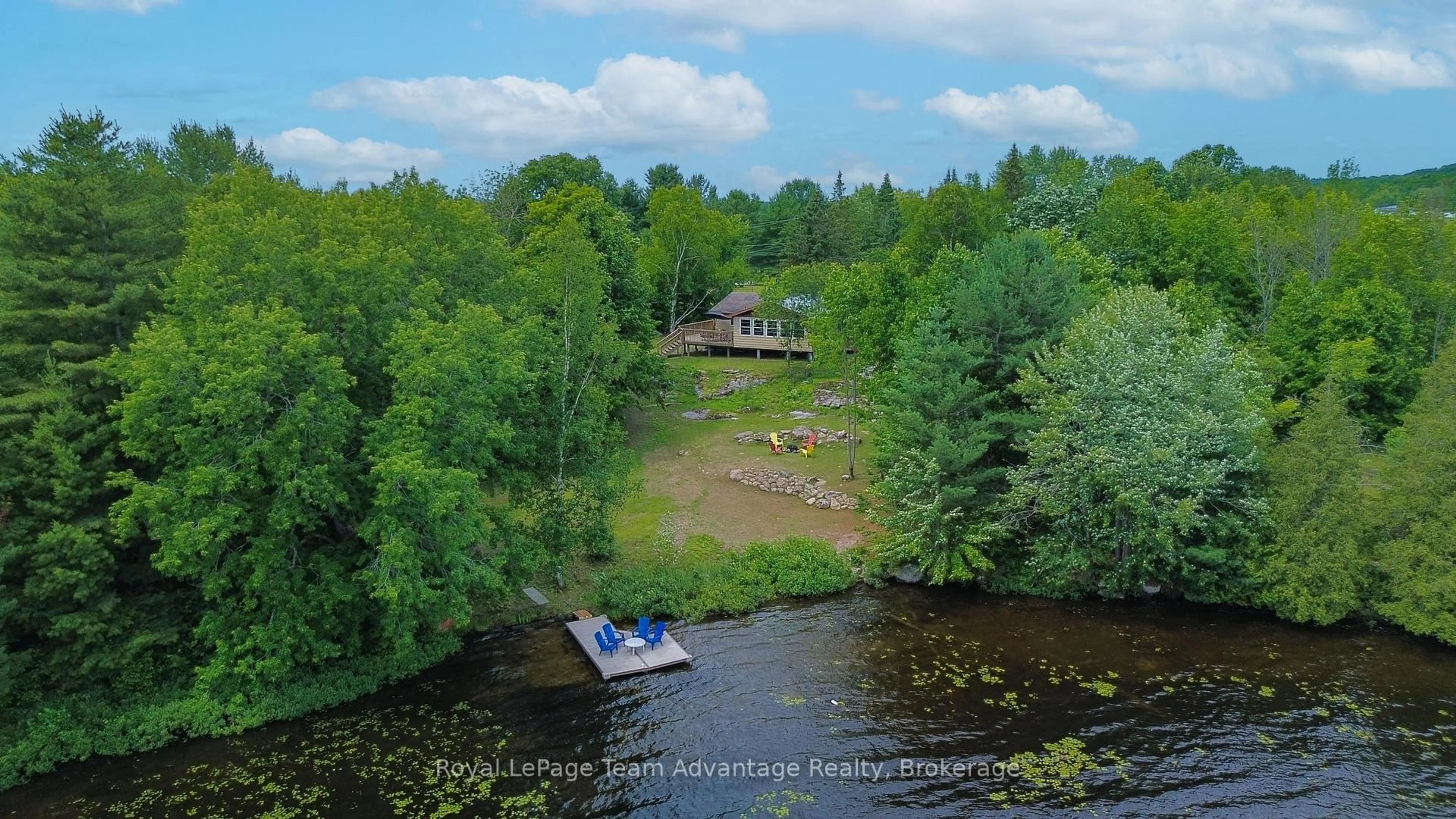A pic from outside/outdoor area/front of a property/back of a property/a pic from drone, water/lake/river/ocean view for 35 Marlyn Dr, Seguin Ontario P0C 1J0