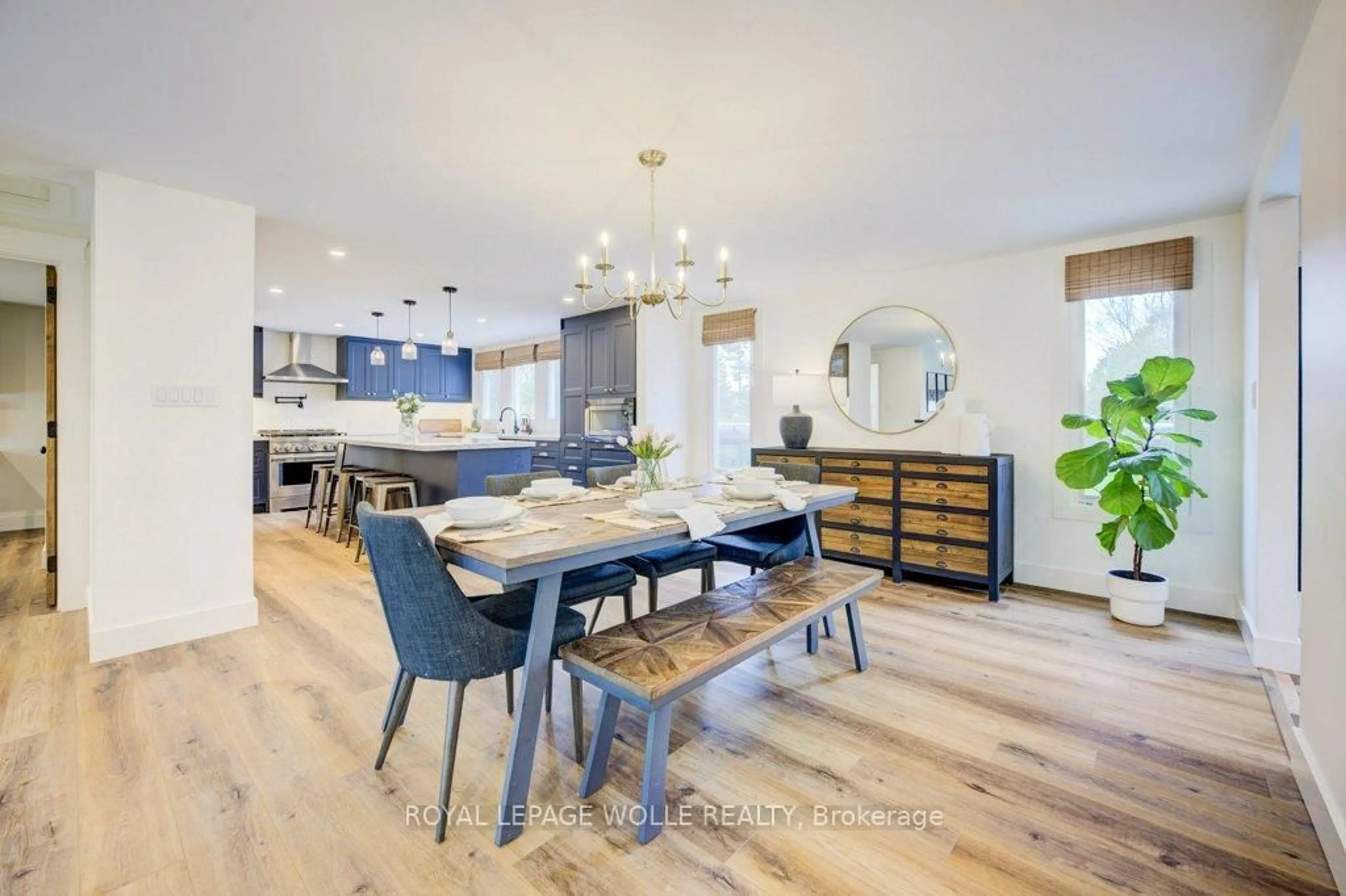 Open concept kitchen, wood/laminate floor for 36 Milton Ave, Cambridge Ontario N3C 2Y4