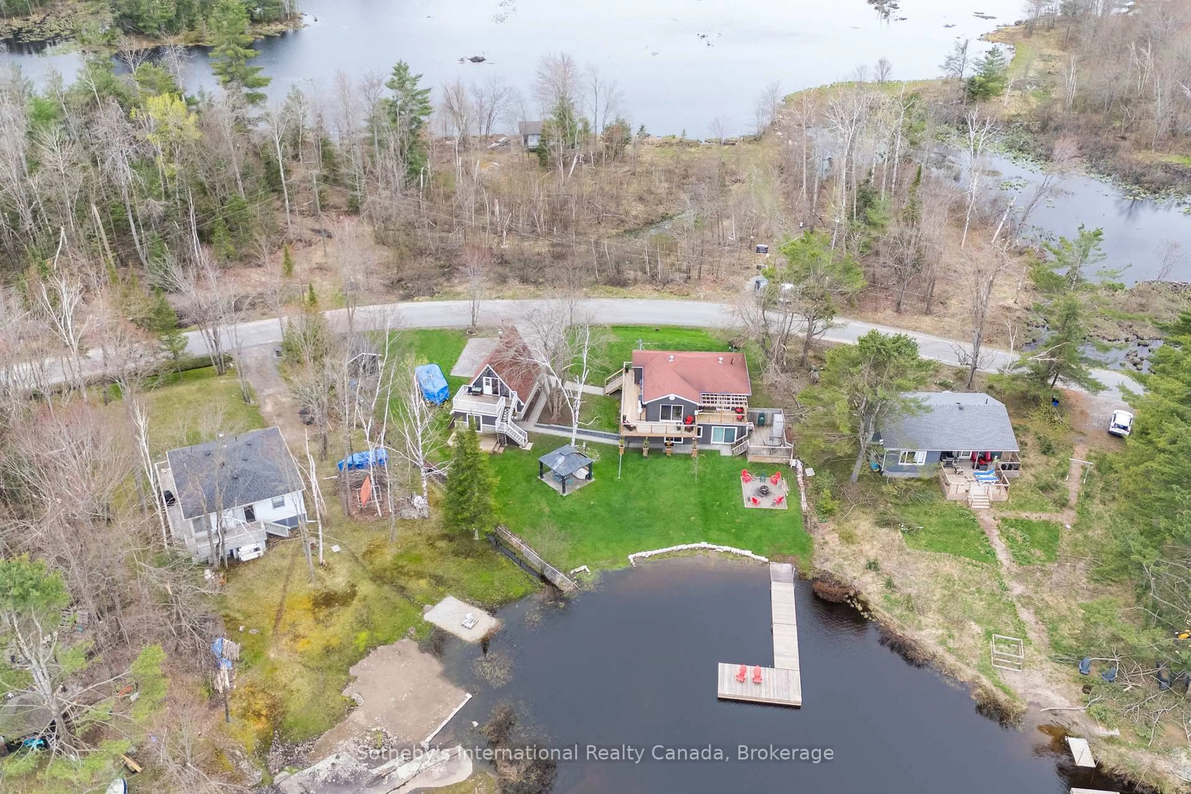 A pic from outside/outdoor area/front of a property/back of a property/a pic from drone, water/lake/river/ocean view for 1041 Conservation Rd, Gravenhurst Ontario P1P 1R3