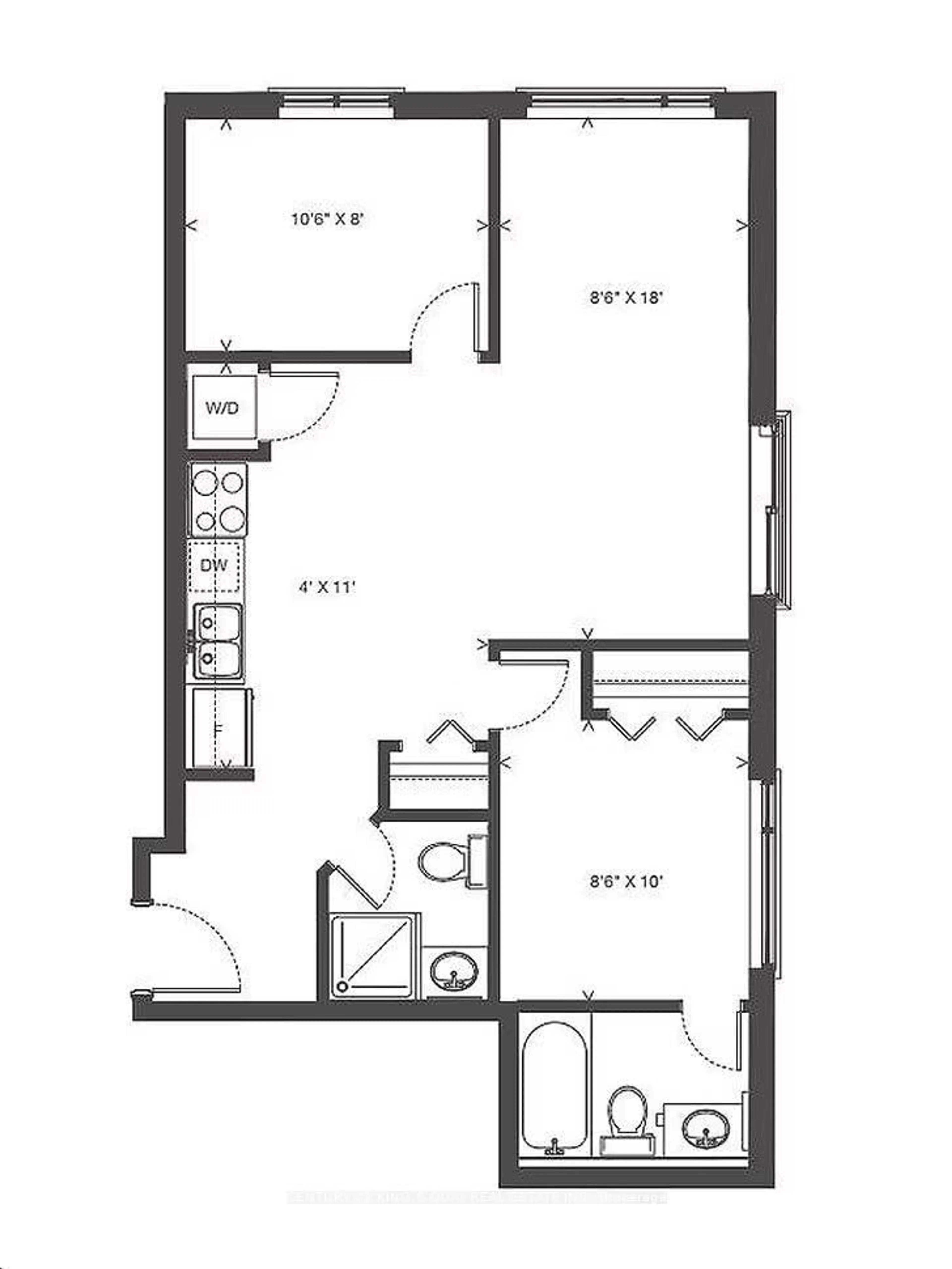 Floor plan for 275 Larch St #H503, Waterloo Ontario N2L 3R2