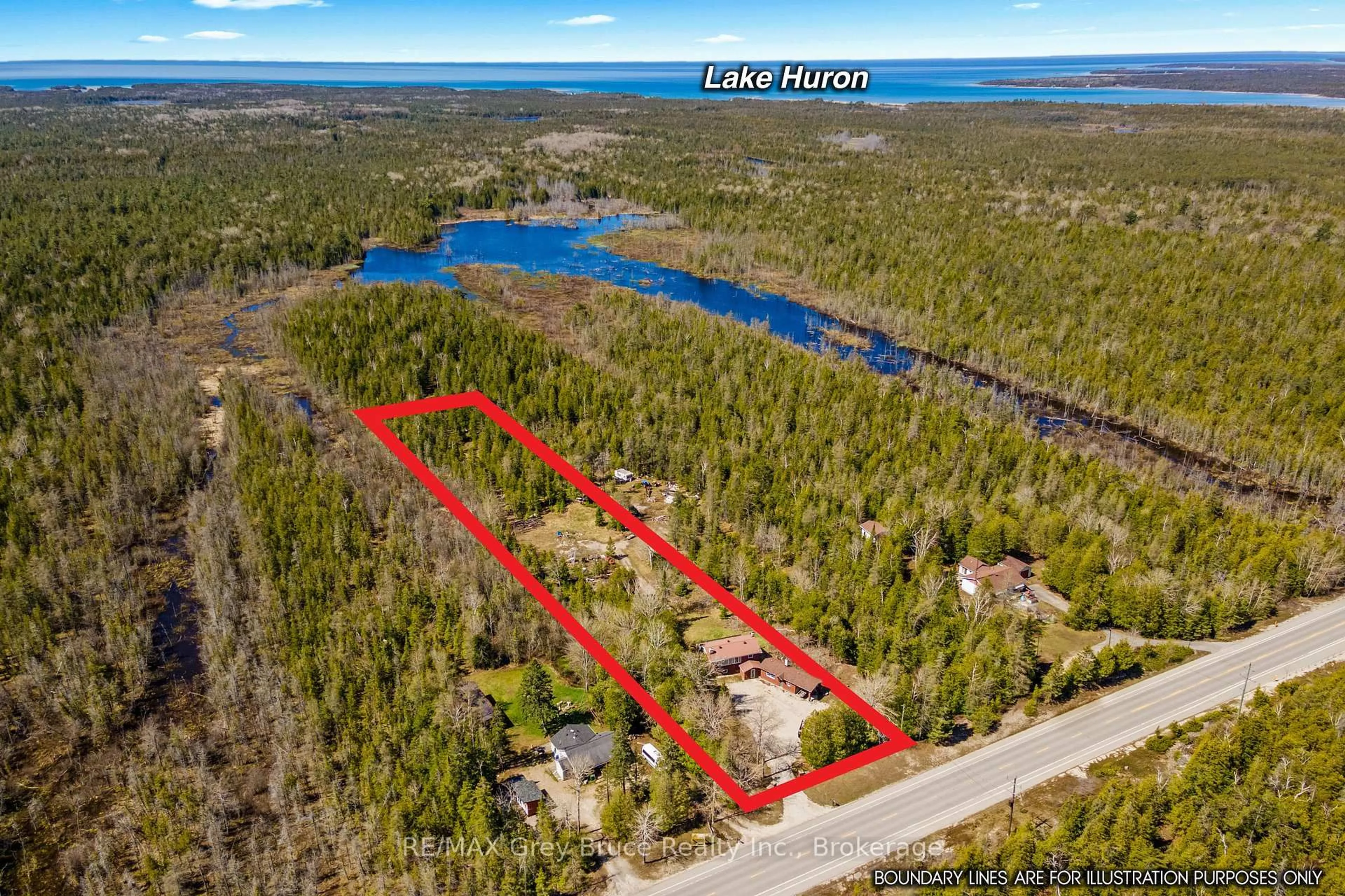 A pic from outside/outdoor area/front of a property/back of a property/a pic from drone, water/lake/river/ocean view for 6227 Highway 6 Highway, Northern Bruce Peninsula Ontario N0H 2R0