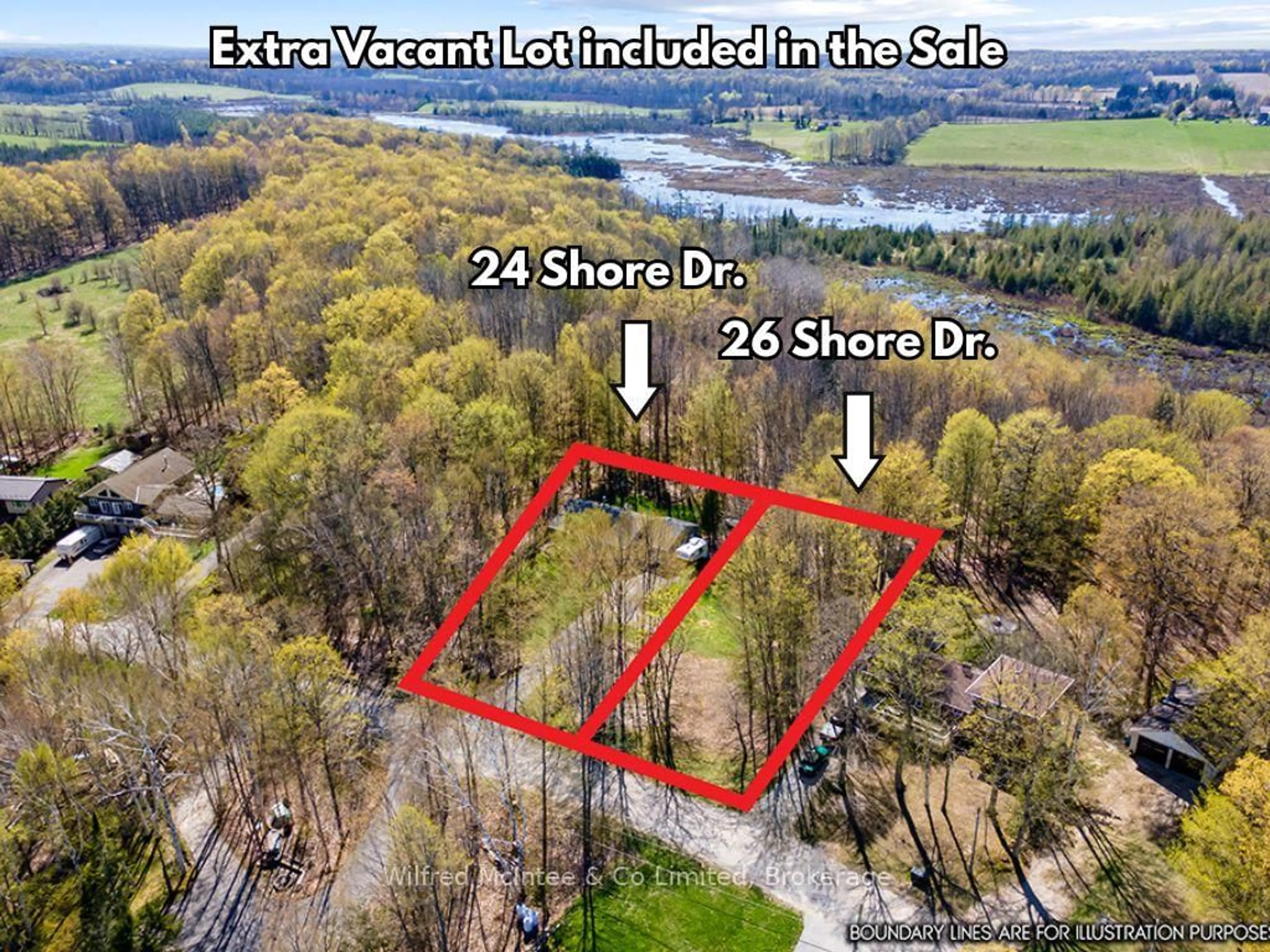 A pic from outside/outdoor area/front of a property/back of a property/a pic from drone, water/lake/river/ocean view for 24 Shore Dr, South Bruce Peninsula Ontario N0H 1A0