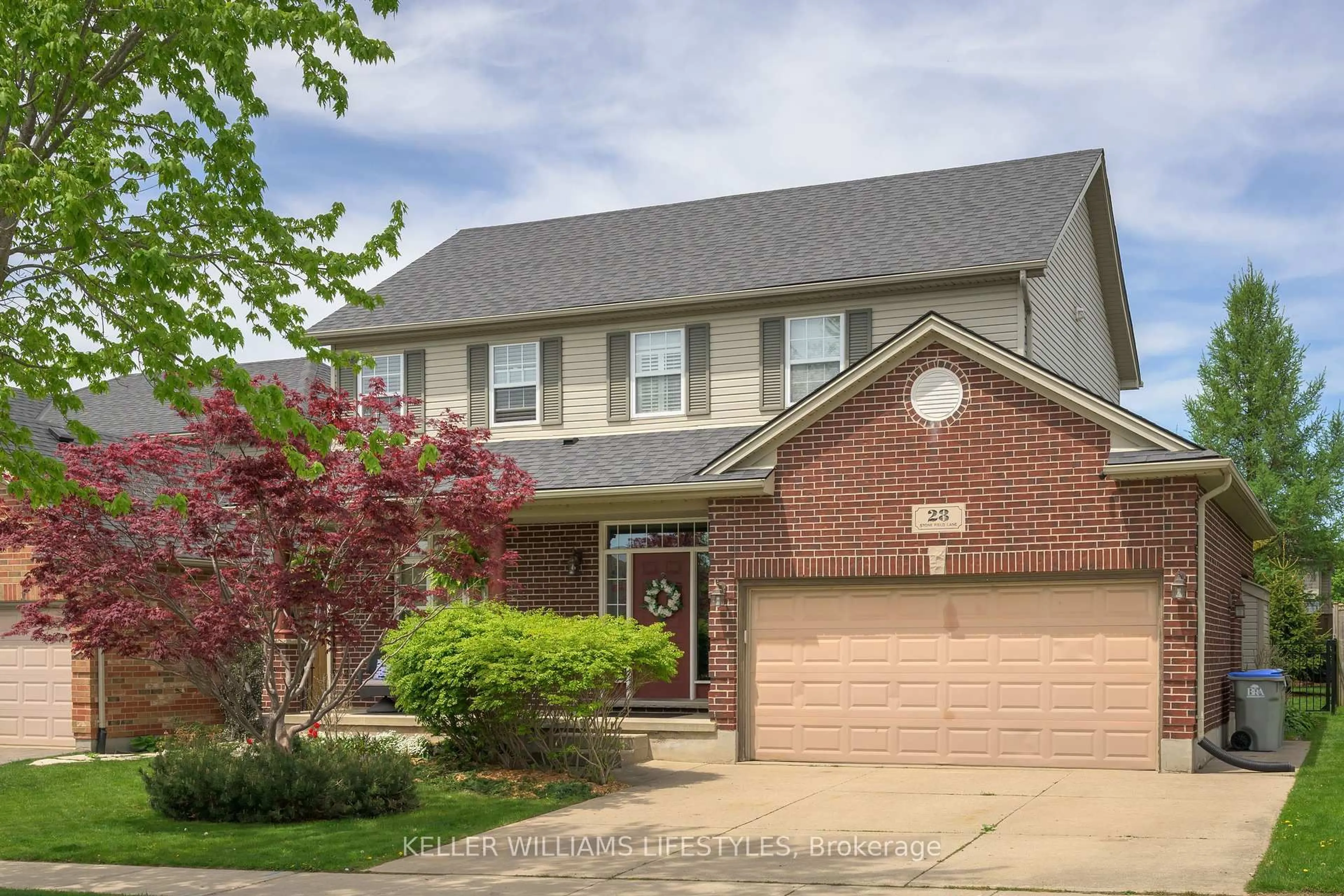 Home with brick exterior material, street for 28 Stonefield Lane, Middlesex Centre Ontario N0M 2A0