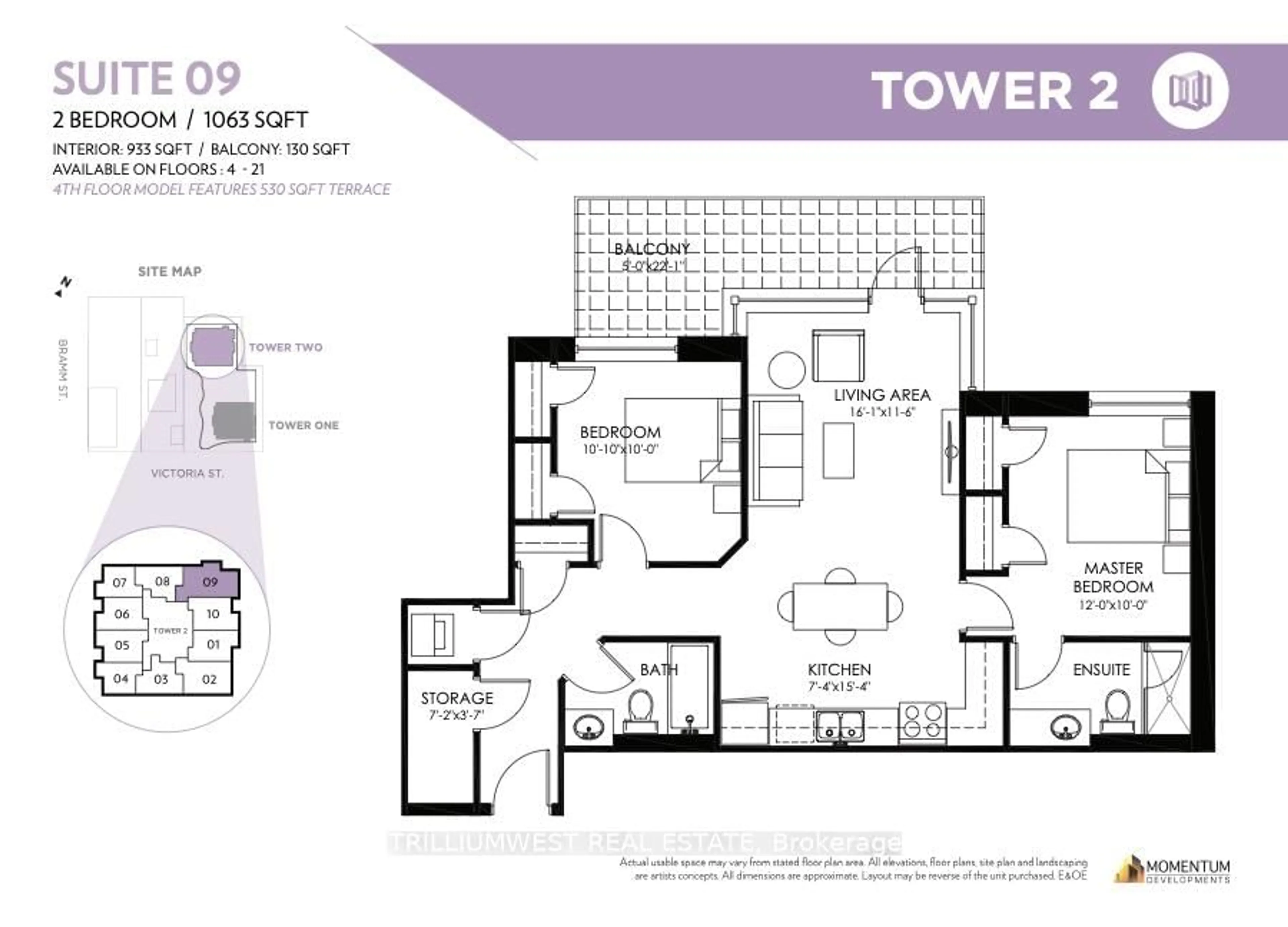 Floor plan for 104 Garment St #1509, Kitchener Ontario N2G 0C8
