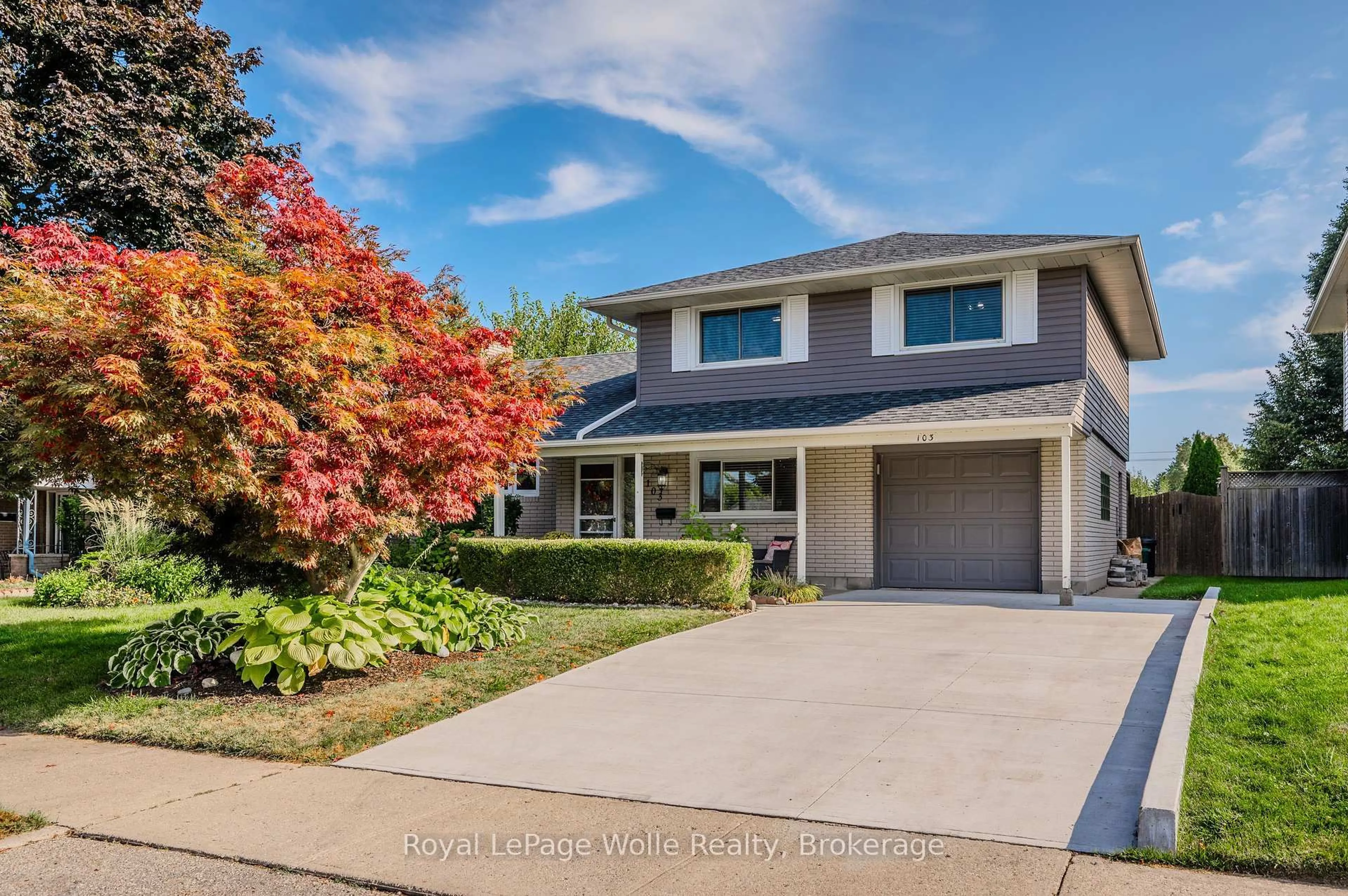 Home with vinyl exterior material, street for 103 Gay Cres, Kitchener Ontario N2A 2C2