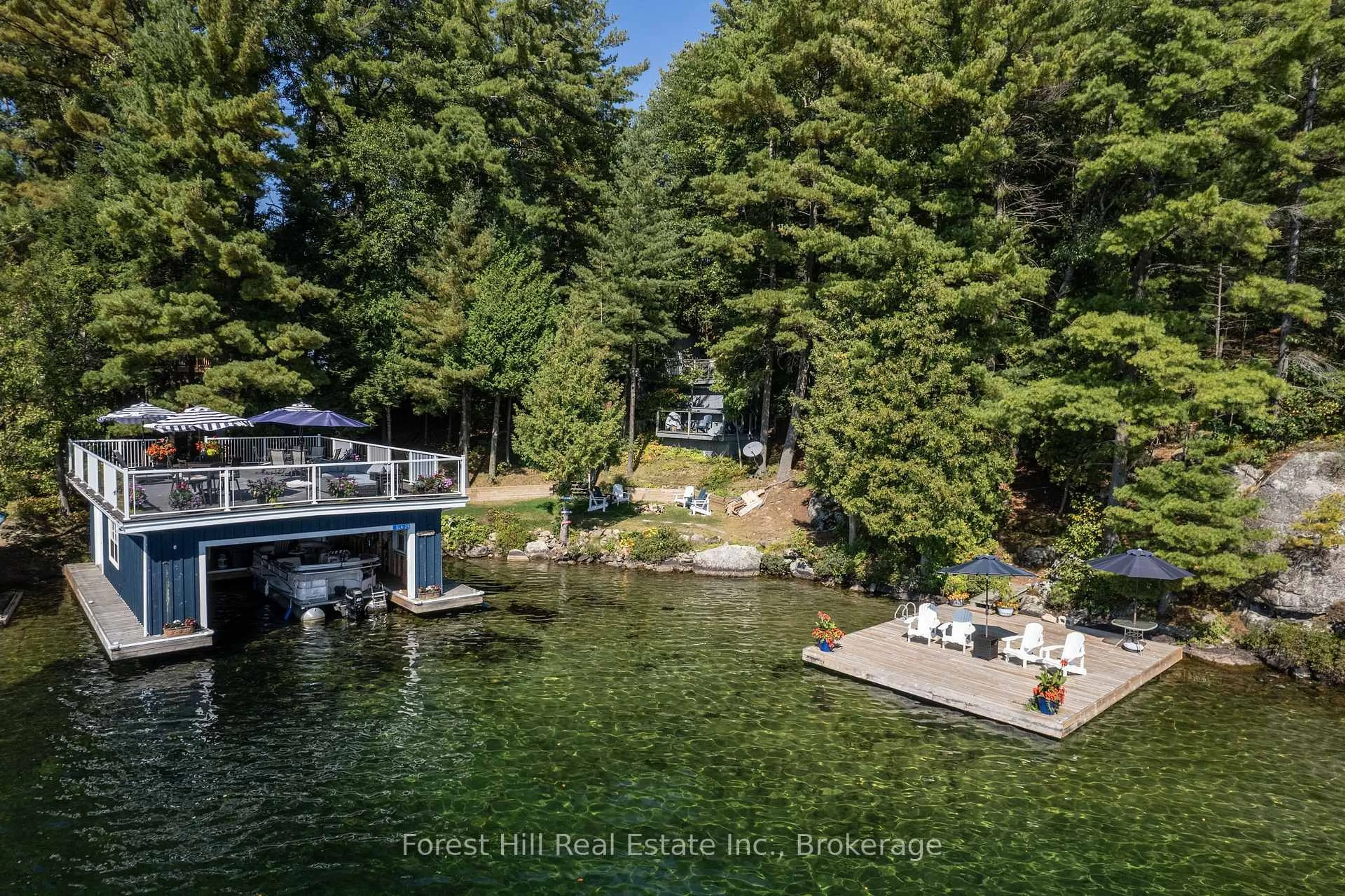 A pic from outside/outdoor area/front of a property/back of a property/a pic from drone, water/lake/river/ocean view for 29SL4 Clifton Island N/A, Muskoka Lakes Ontario P0G 1G0
