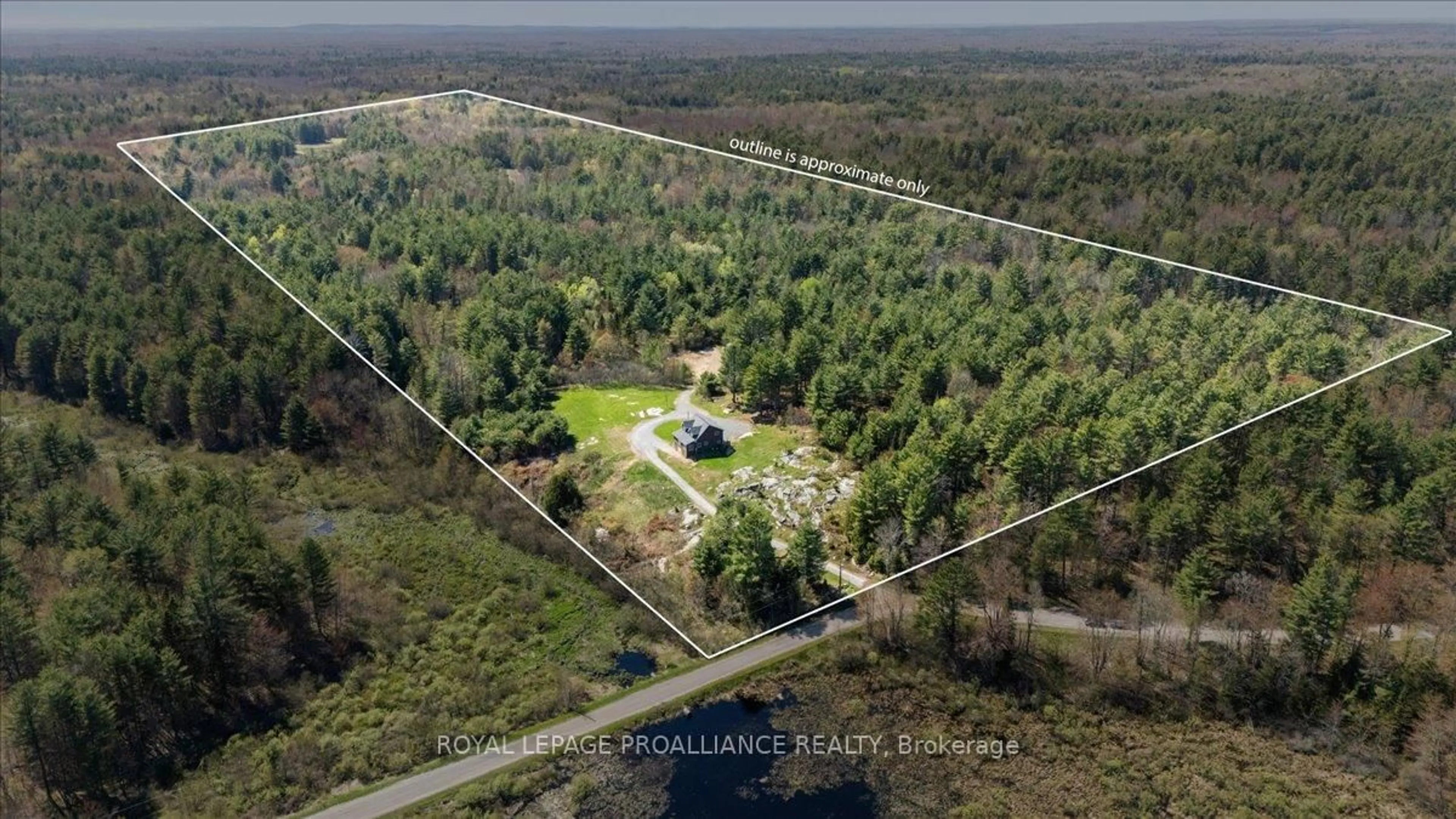 A pic from outside/outdoor area/front of a property/back of a property/a pic from drone, forest/trees view for 340 Deer Rock Lake Rd, Kaladar Ontario K0H 1P0