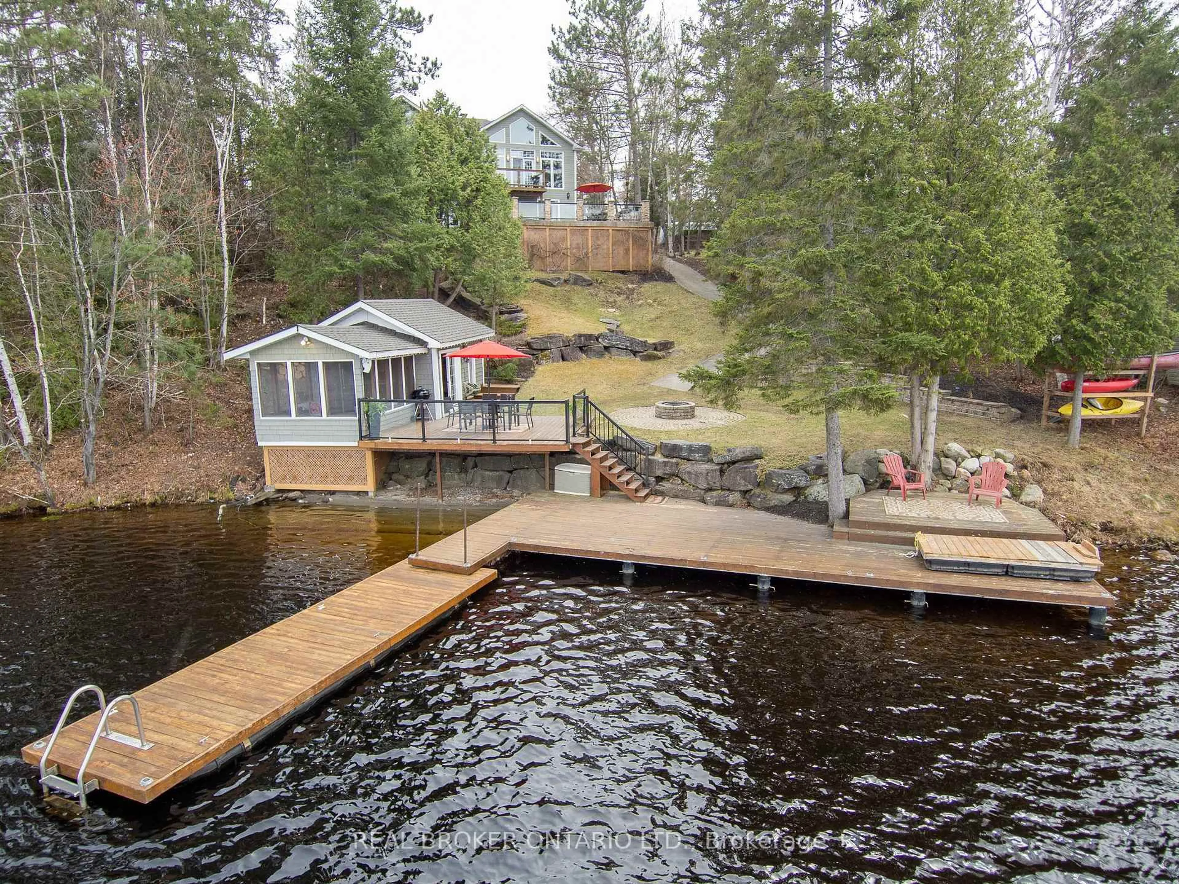 A pic from outside/outdoor area/front of a property/back of a property/a pic from drone, water/lake/river/ocean view for 100 Riverview Rd, Markstay-Warren Ontario P0M 3C0