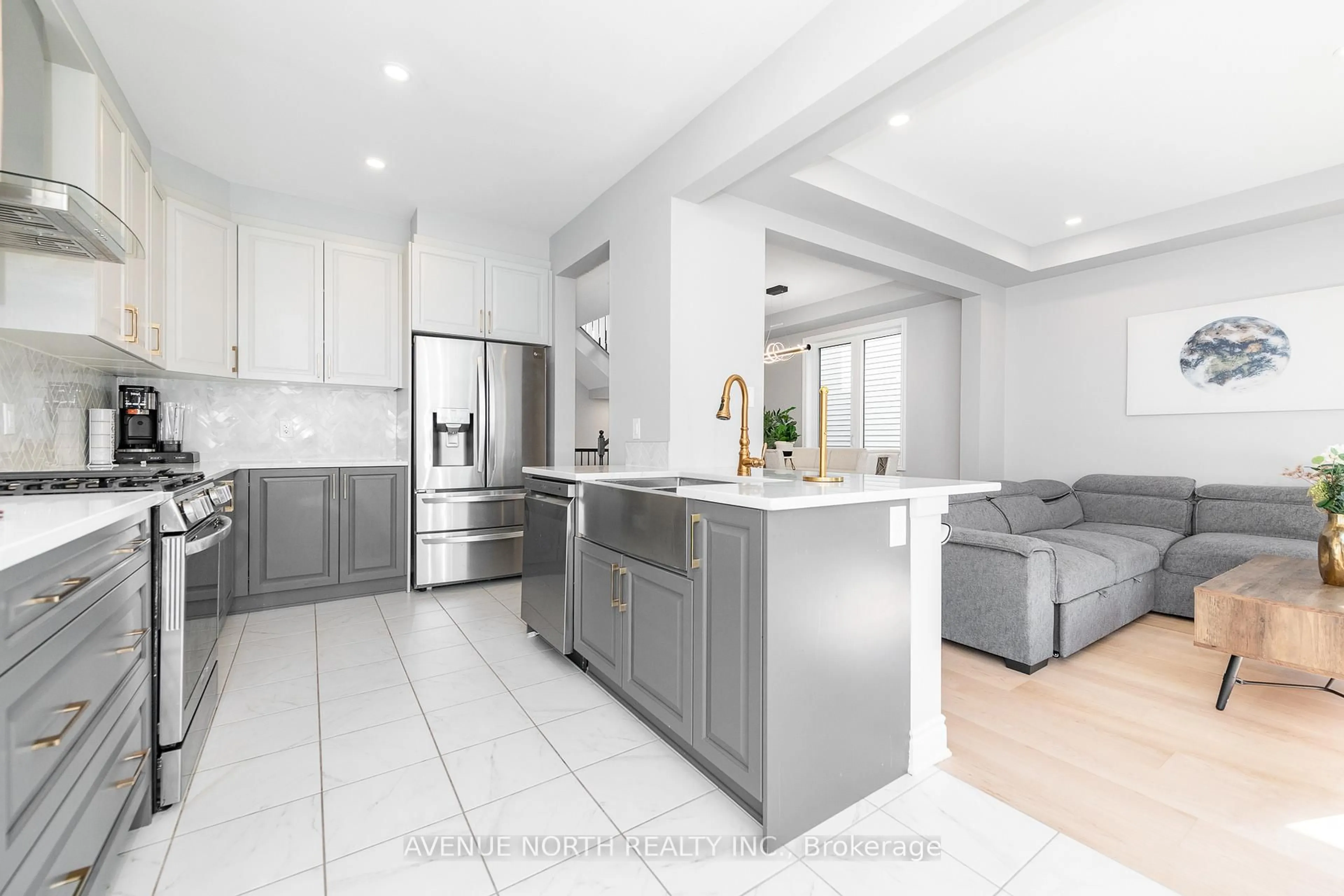 Open concept kitchen, ceramic/tile floor for 608 Cygnus St, Ottawa Ontario K2J 7B1