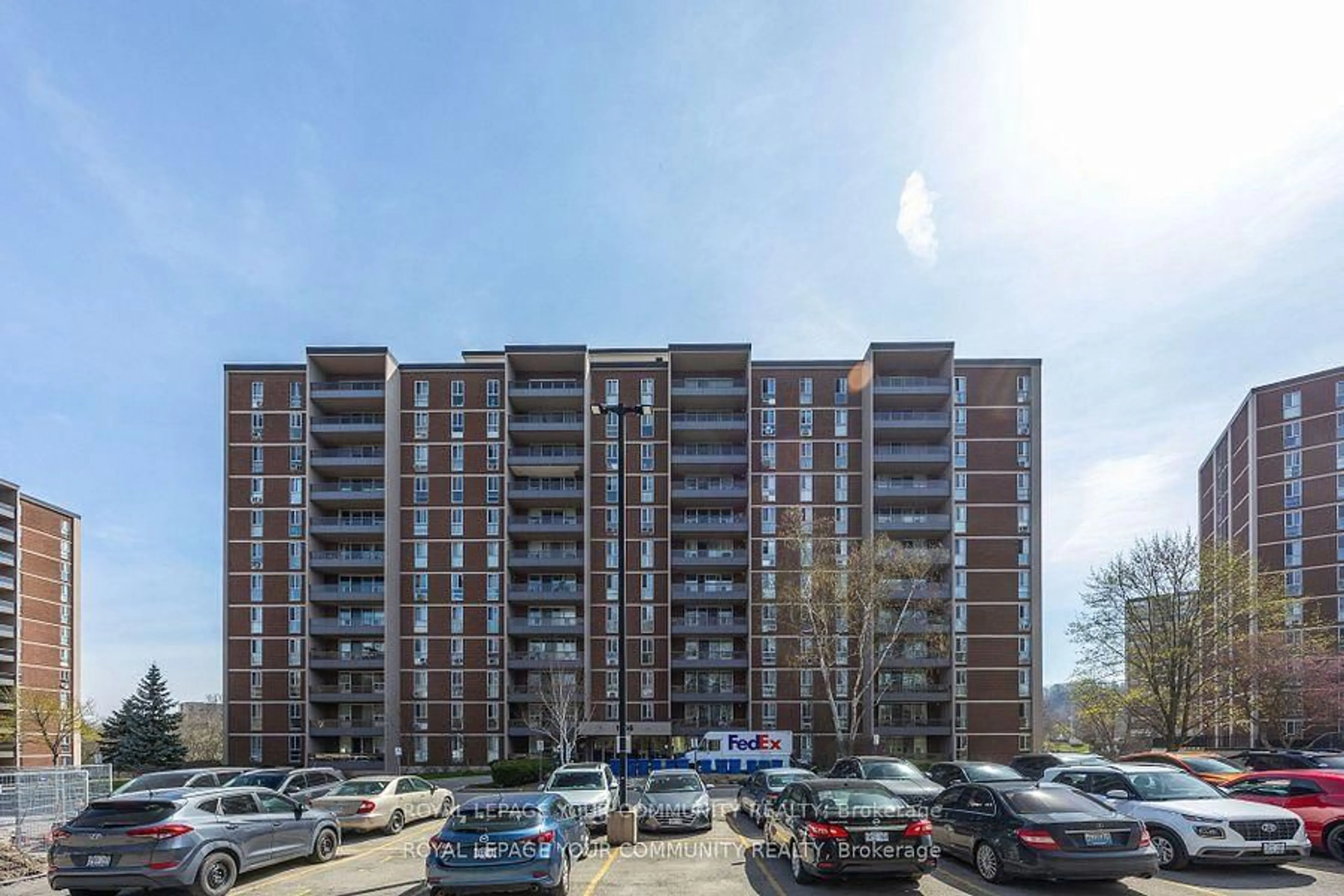 A pic from outside/outdoor area/front of a property/back of a property/a pic from drone, city buildings view from balcony for 1966 Main St #808, Hamilton Ontario L8S 1J6