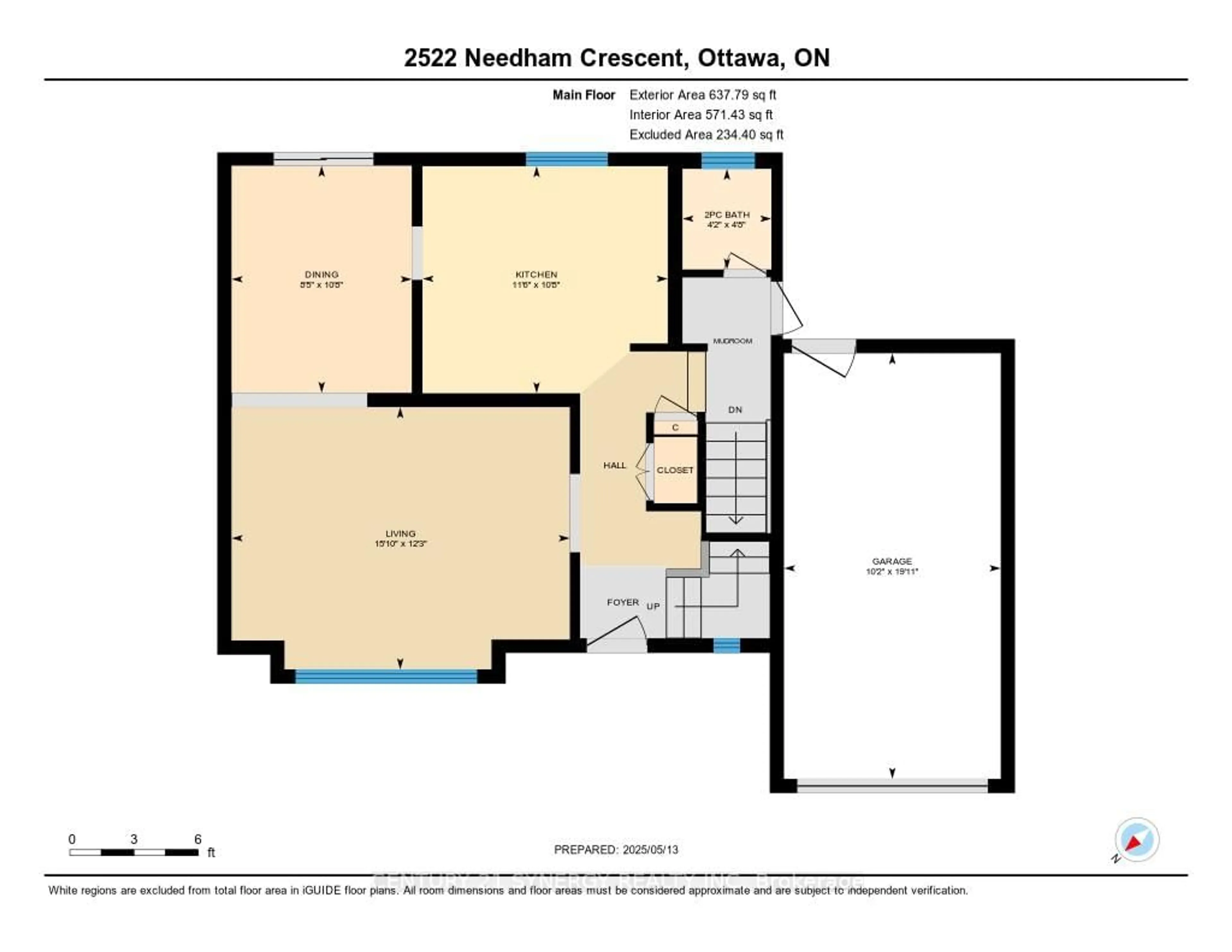 Floor plan for 2522 Needham Cres, Ottawa Ontario K1V 6K2