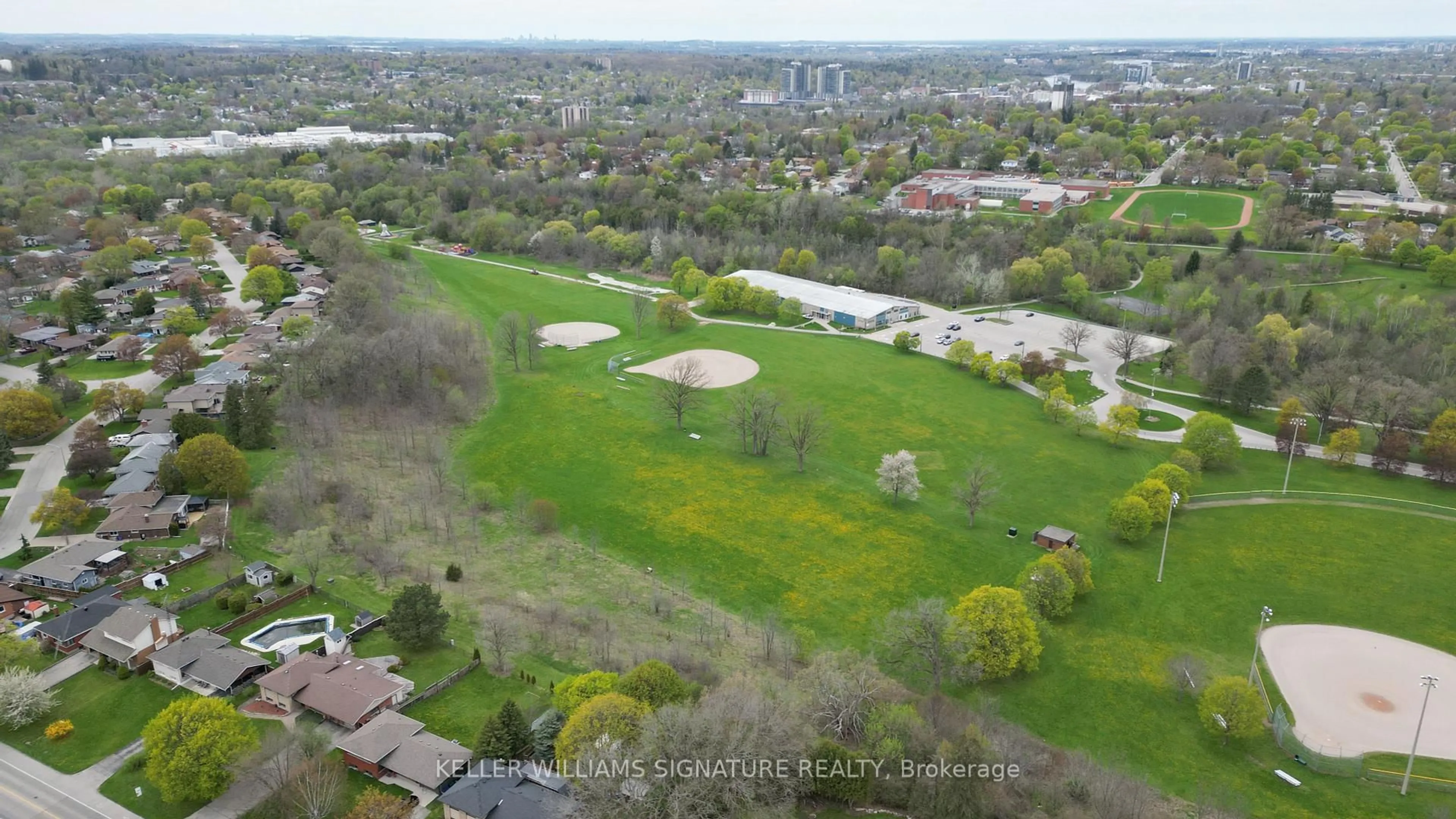 A pic from outside/outdoor area/front of a property/back of a property/a pic from drone, water/lake/river/ocean view for 203 Langlaw Dr, Cambridge Ontario N1P 1E8