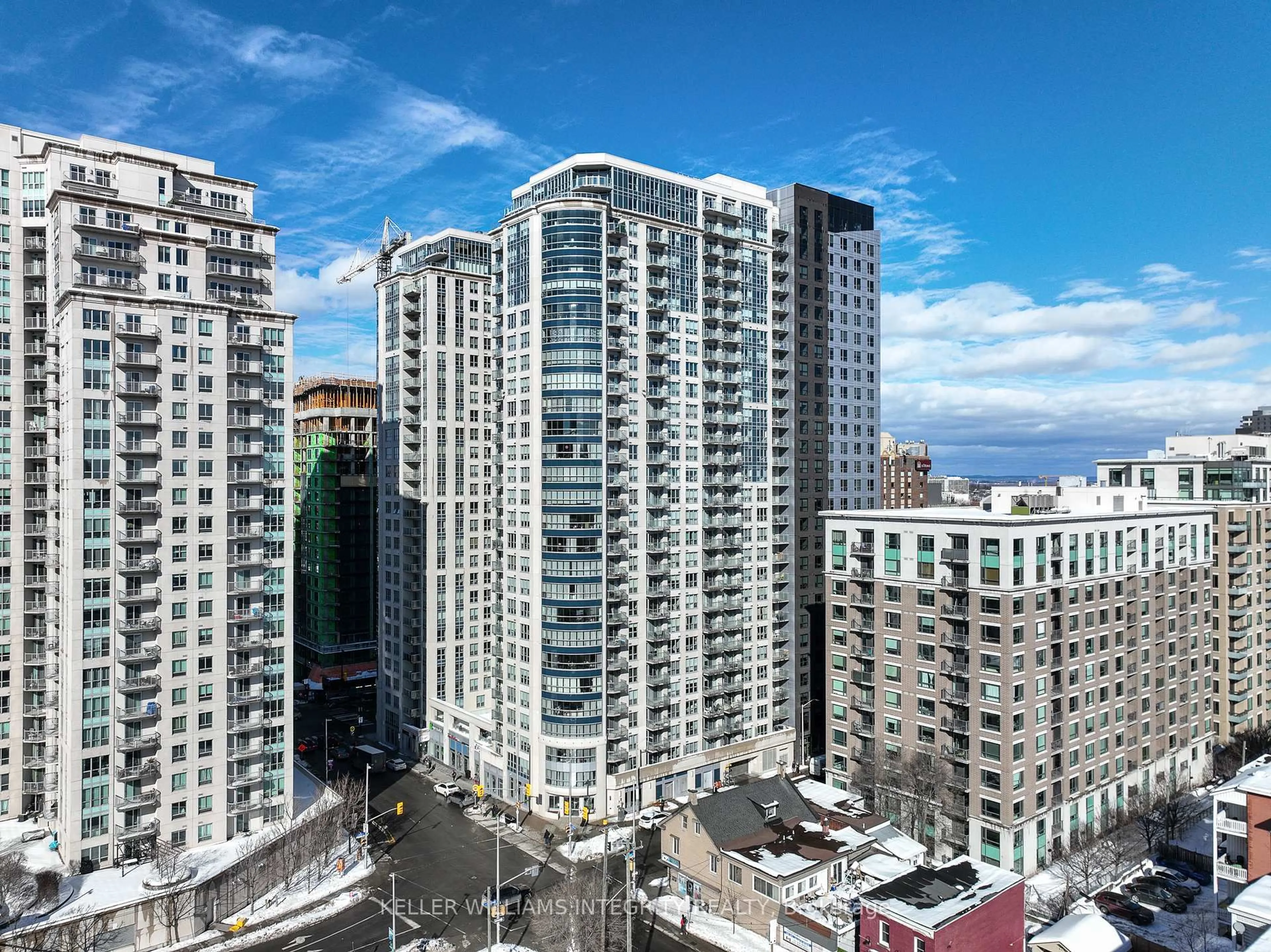 A pic from outside/outdoor area/front of a property/back of a property/a pic from drone, city buildings view from balcony for 195 Besserer St #2604, Ottawa Ontario K1N 0B6