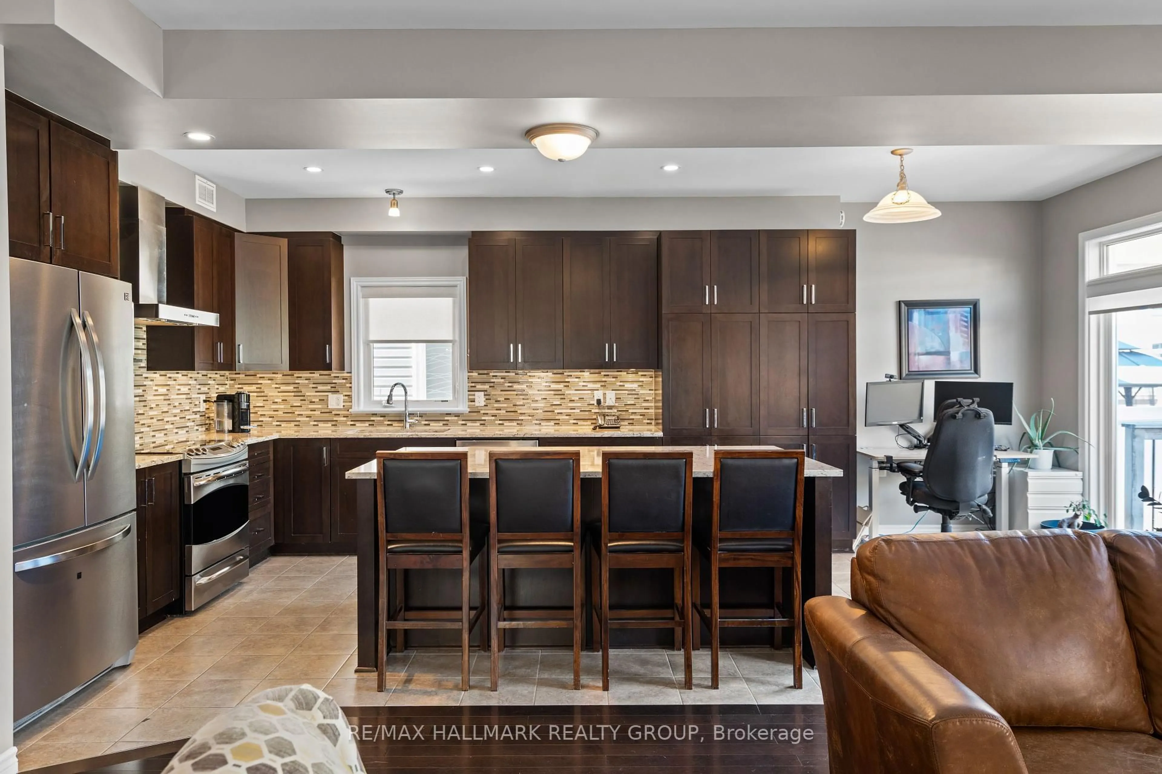 Open concept kitchen, ceramic/tile floor for 816 Slattery's Field St, Ottawa Ontario K1T 0J1