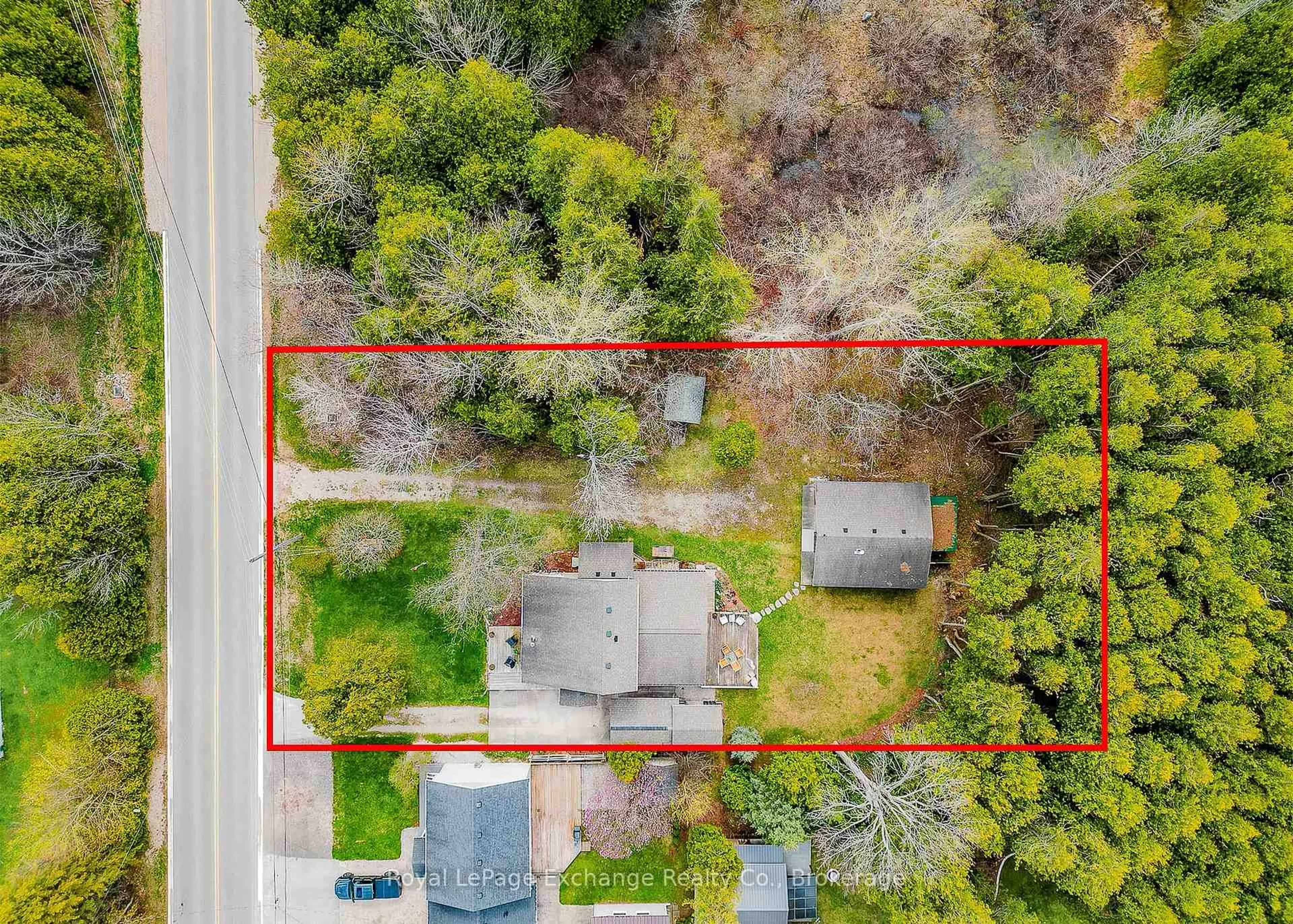 A pic from outside/outdoor area/front of a property/back of a property/a pic from drone, street for 3203 Bruce Road 15 Rd, Kincardine Ontario N0G 2T0