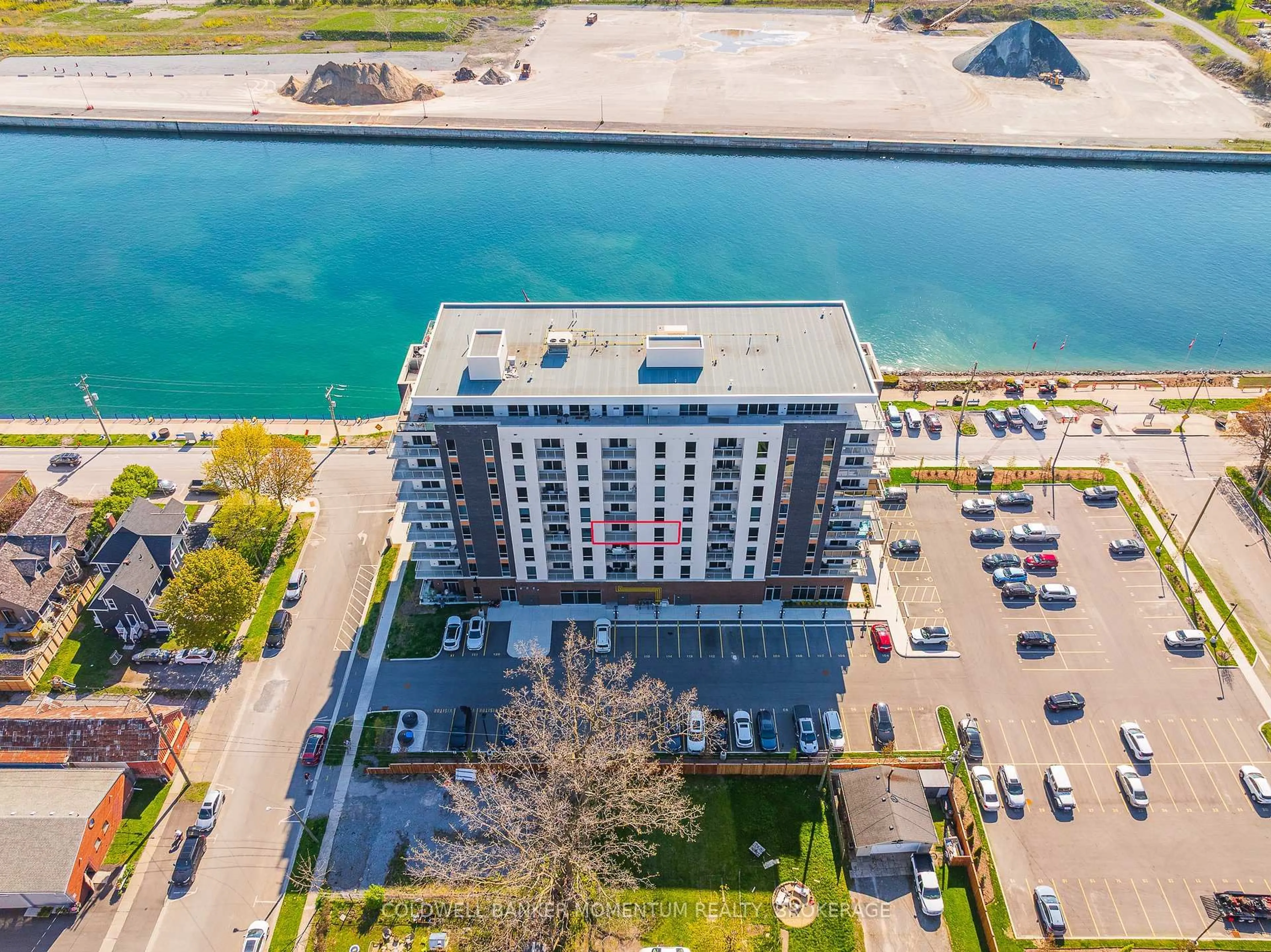 A pic from outside/outdoor area/front of a property/back of a property/a pic from drone, water/lake/river/ocean view for 118 West St #403, Port Colborne Ontario L3K 0B9