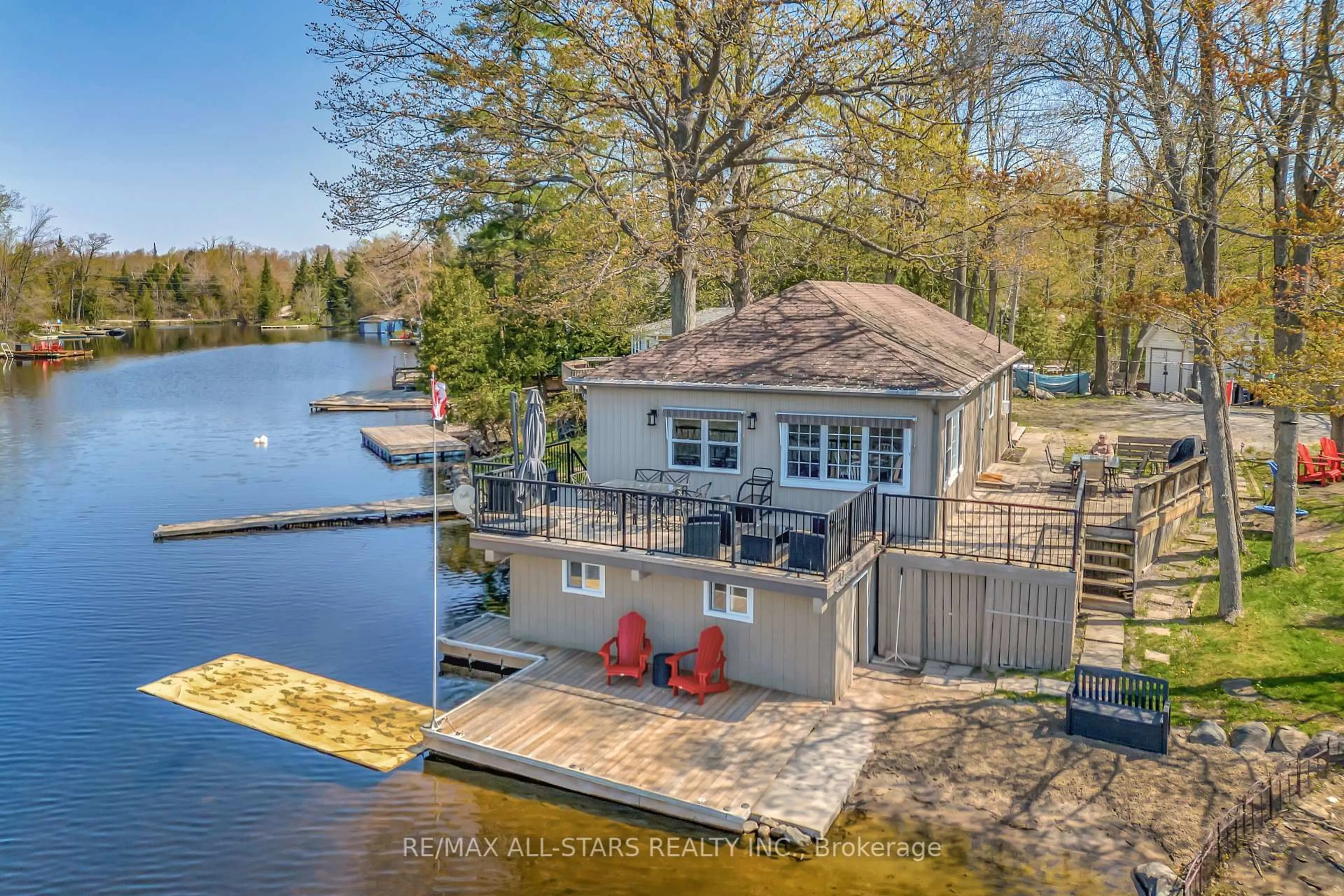 A pic from outside/outdoor area/front of a property/back of a property/a pic from drone, water/lake/river/ocean view for 44 Fire Route 94c N/A, Trent Lakes Ontario K0M 1A0