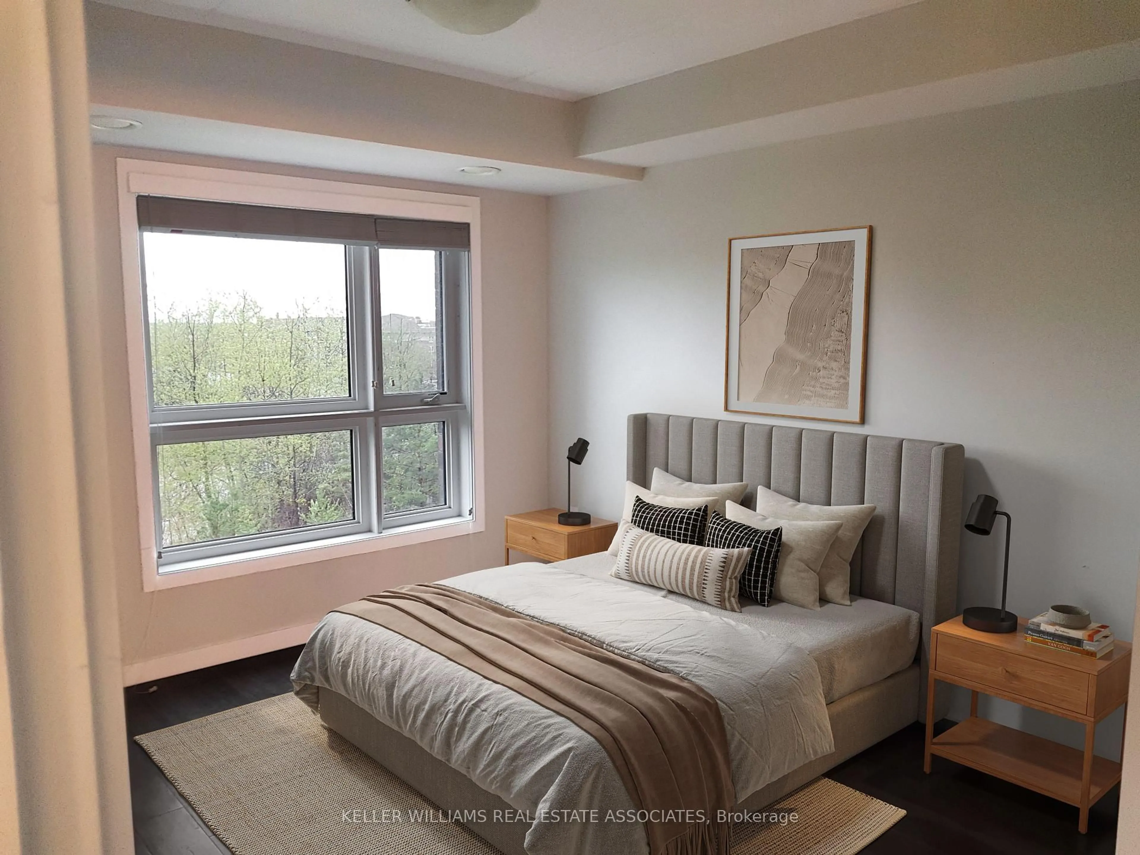 Bedroom with bed, wood/laminate floor for 25 Kay Cres #306, Guelph Ontario N1L 0P2