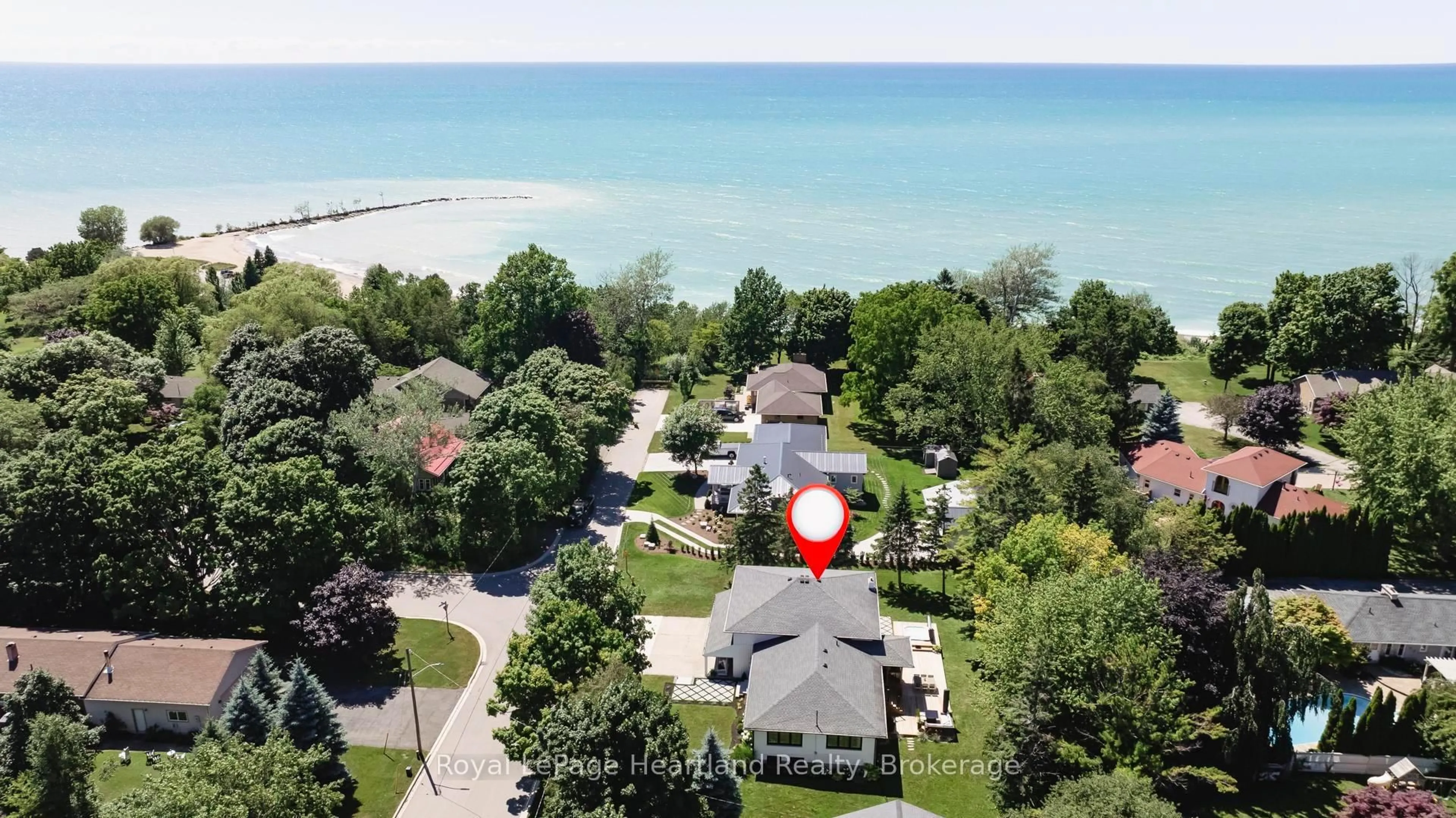 A pic from outside/outdoor area/front of a property/back of a property/a pic from drone, water/lake/river/ocean view for 238 Bennett St, Goderich Ontario N7A 1X9