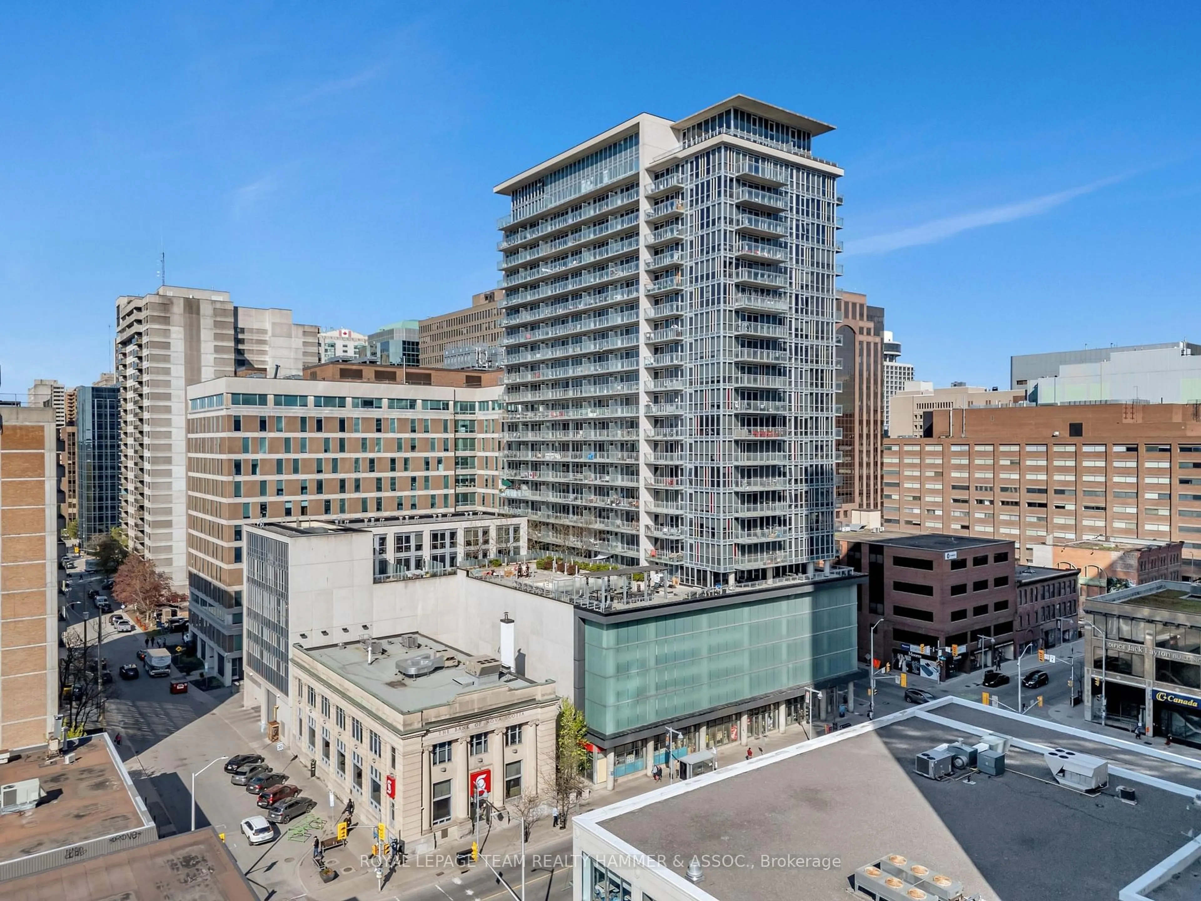 A pic from outside/outdoor area/front of a property/back of a property/a pic from drone, city buildings view from balcony for 324 Laurier Ave #704, Ottawa Ontario K1N 6P6