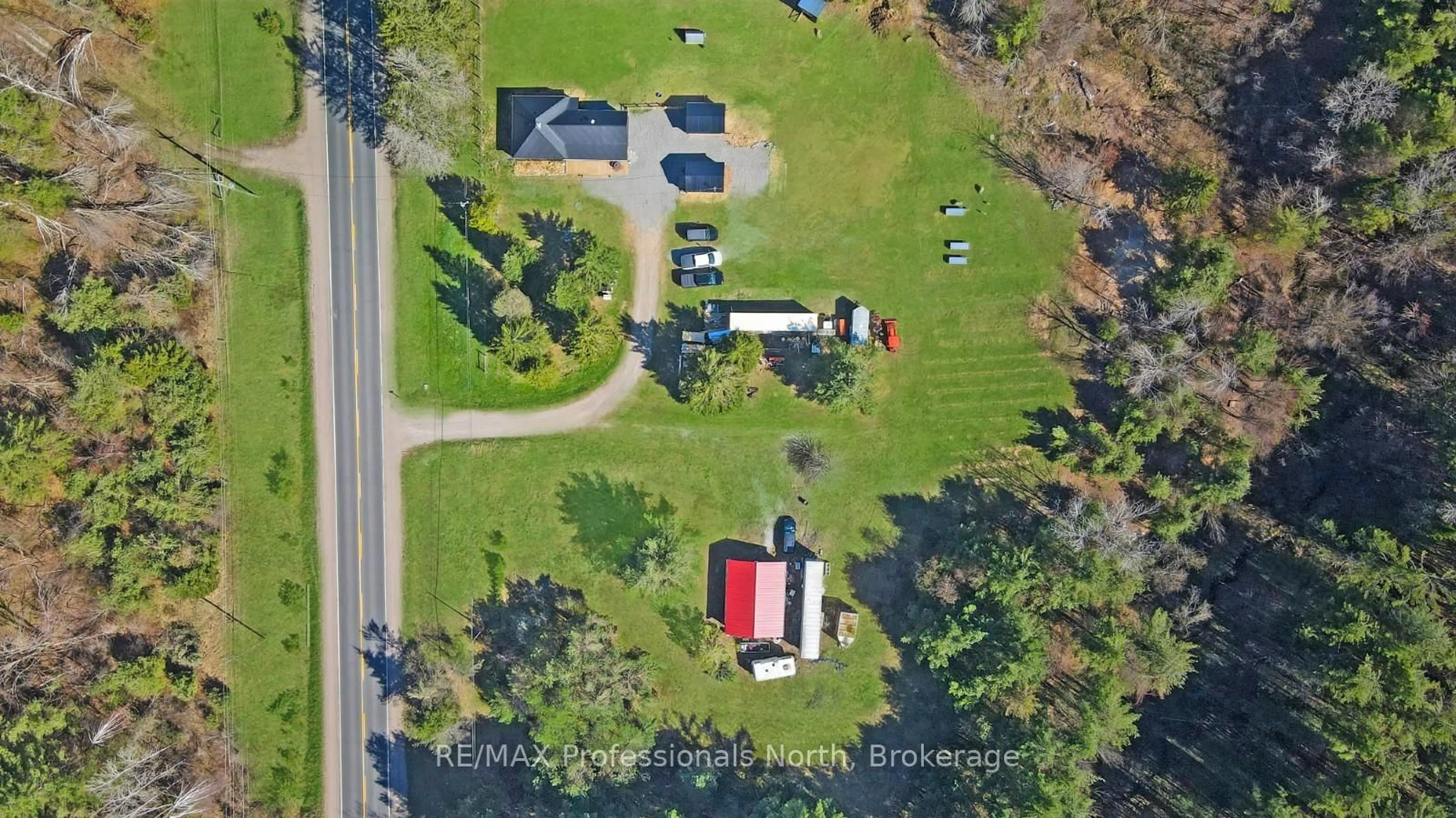 A pic from outside/outdoor area/front of a property/back of a property/a pic from drone, street for 4770 County Road 121 N/A, Minden Hills Ontario K0M 2A1