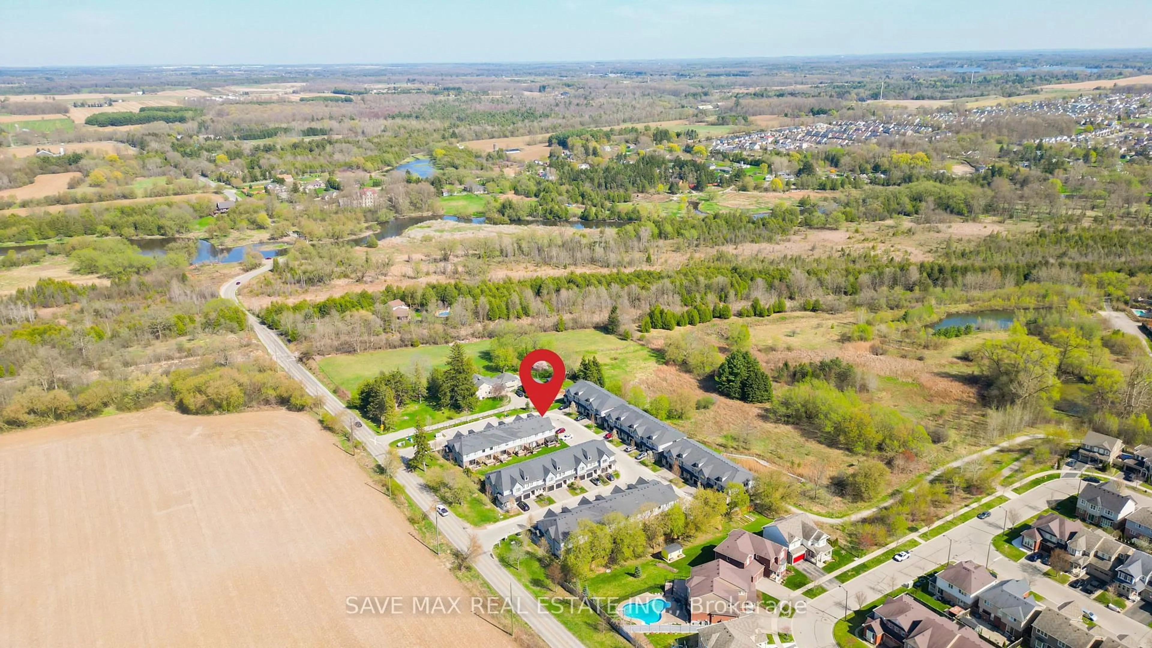 A pic from outside/outdoor area/front of a property/back of a property/a pic from drone, water/lake/river/ocean view for 625 Blackbridge Rd #6, Cambridge Ontario M3C 0G6