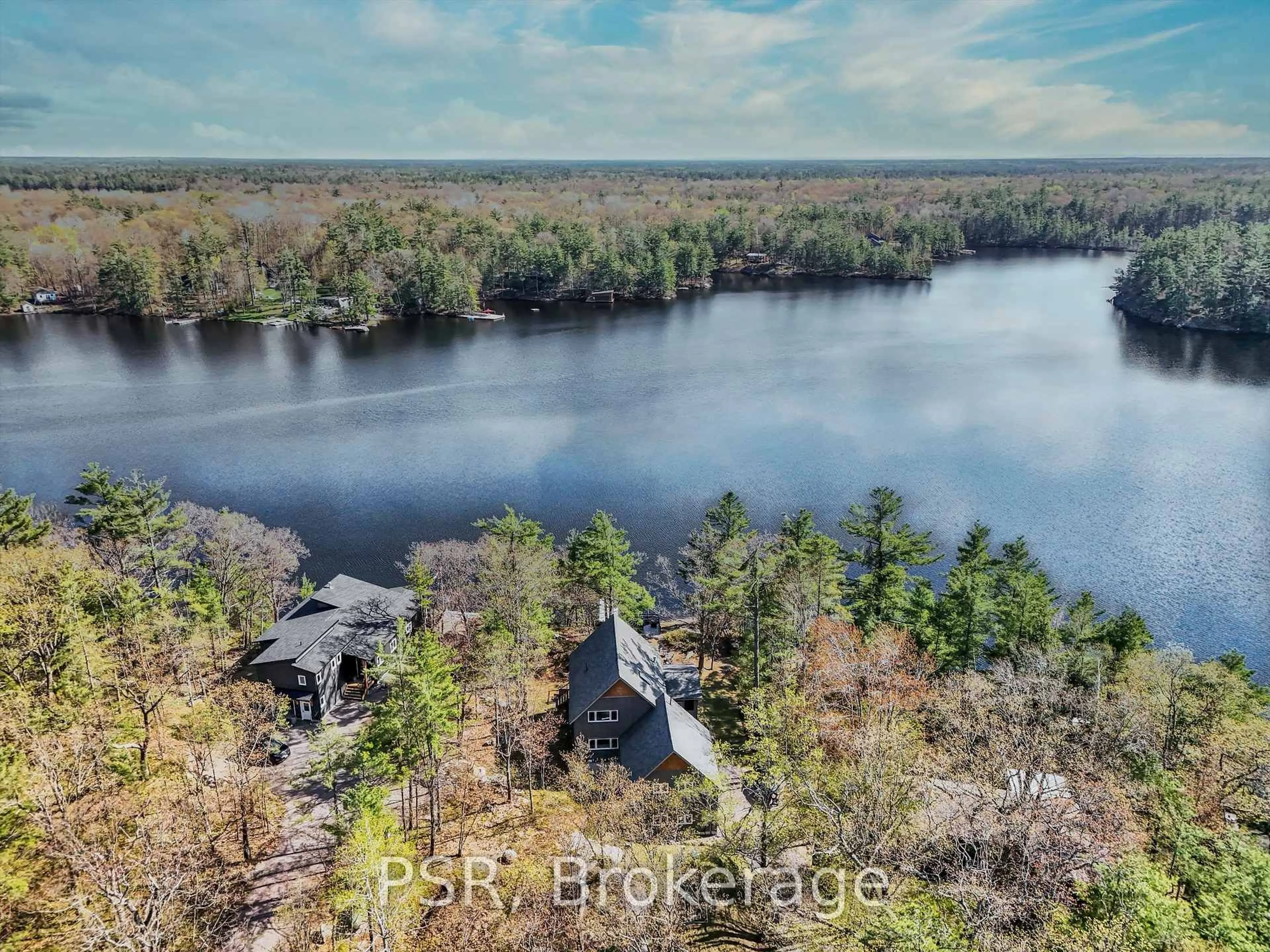 A pic from outside/outdoor area/front of a property/back of a property/a pic from drone, water/lake/river/ocean view for 1028 Marshall Dr, Gravenhurst Ontario P1P 1R2