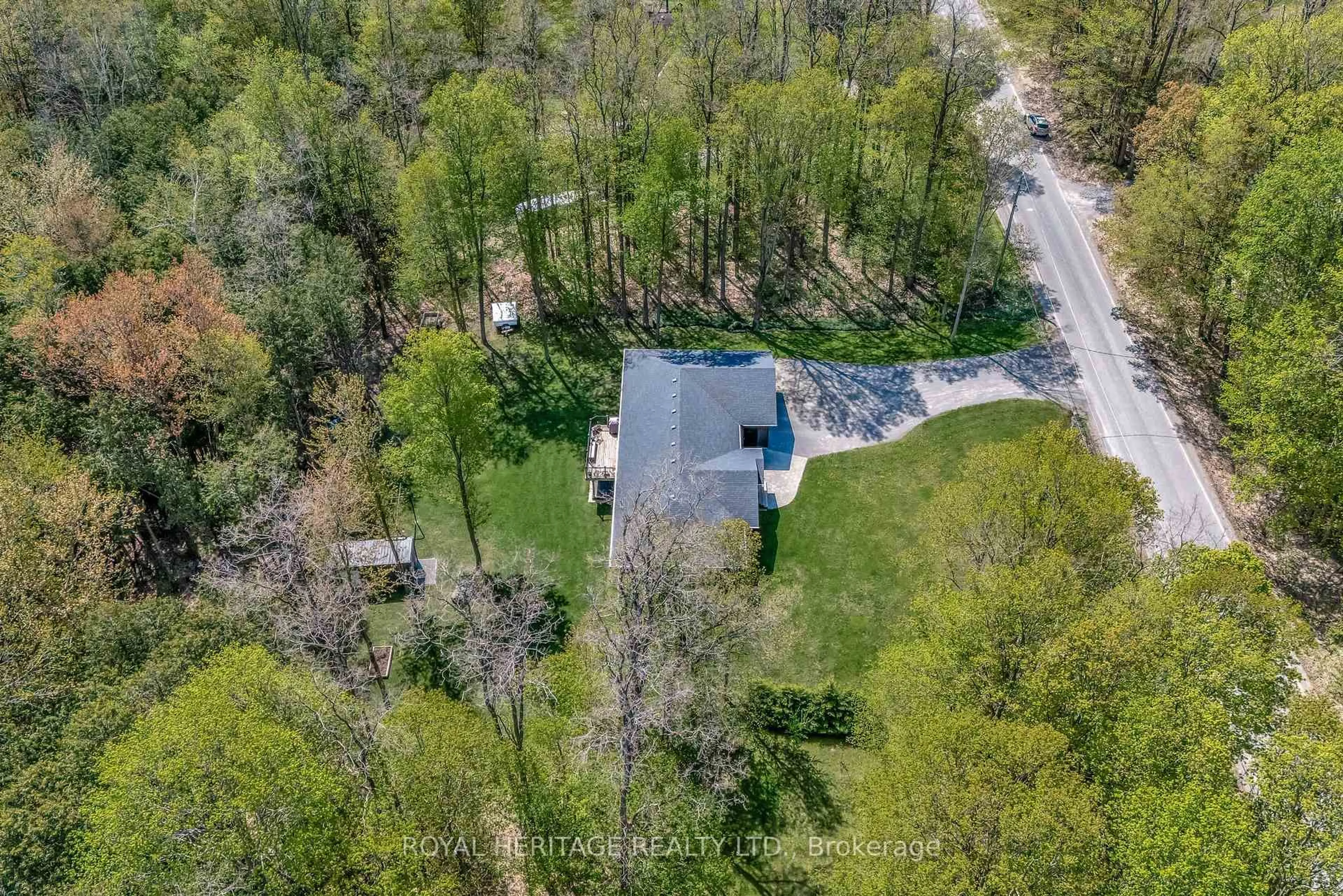 A pic from outside/outdoor area/front of a property/back of a property/a pic from drone, forest/trees view for 263 Waites Rd, Brighton Ontario K0K 1H0
