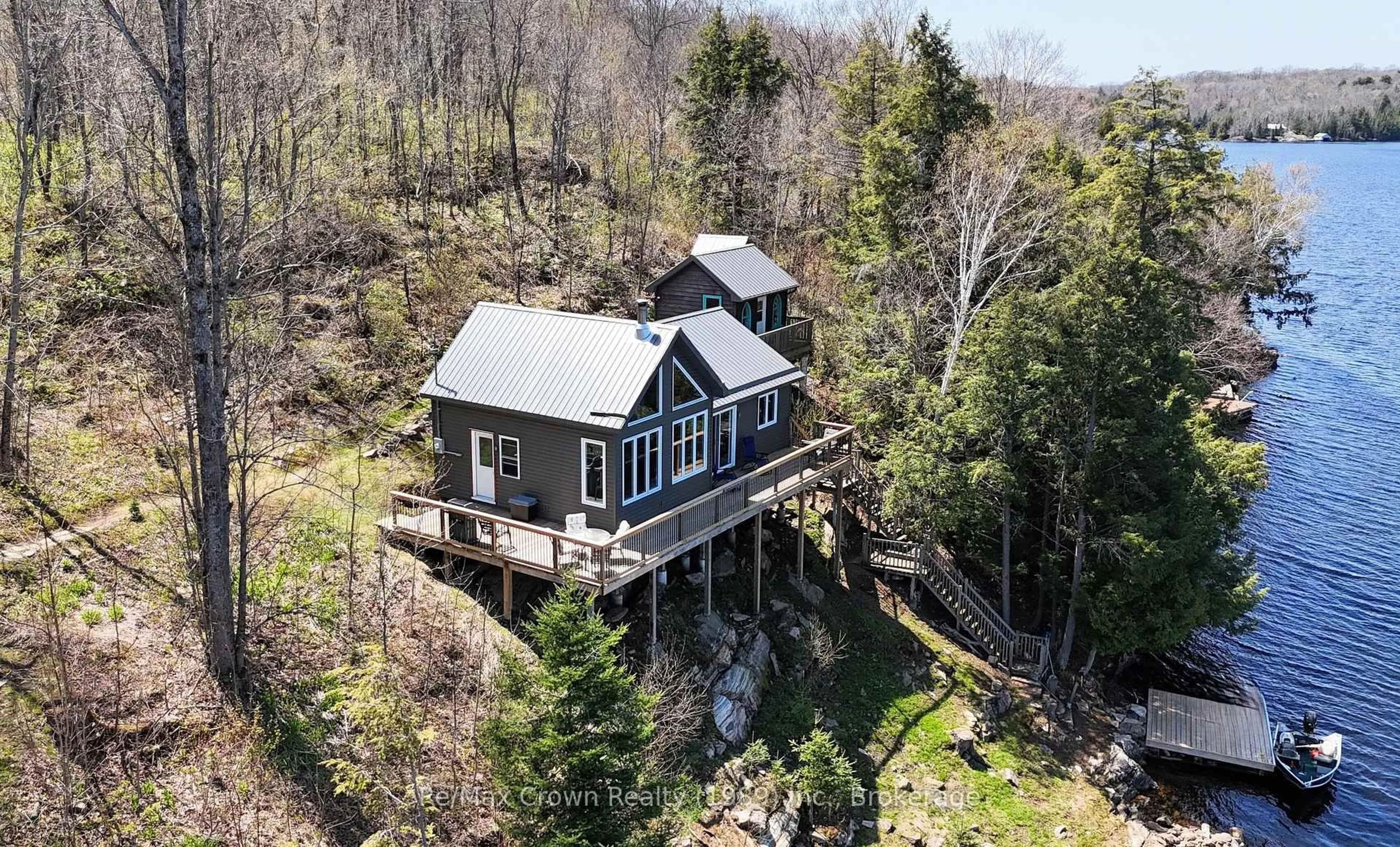 A pic from outside/outdoor area/front of a property/back of a property/a pic from drone, water/lake/river/ocean view for 245 Wilson Lake N/A, Parry Sound Remote Area Ontario P0H 1Y0