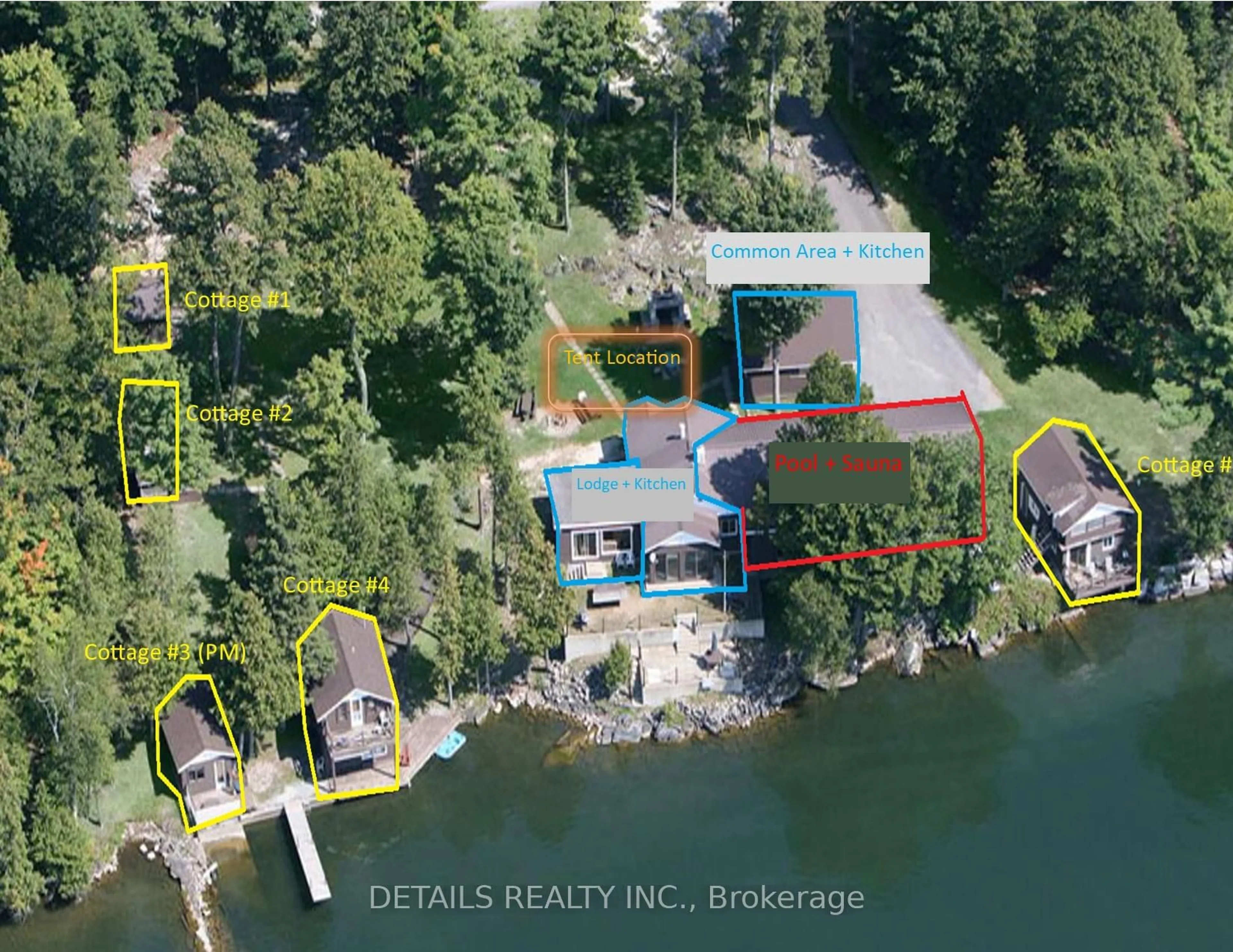 A pic from outside/outdoor area/front of a property/back of a property/a pic from drone, water/lake/river/ocean view for 411 Pickerel Bay Rd, White Lake Ontario K0A 3L0