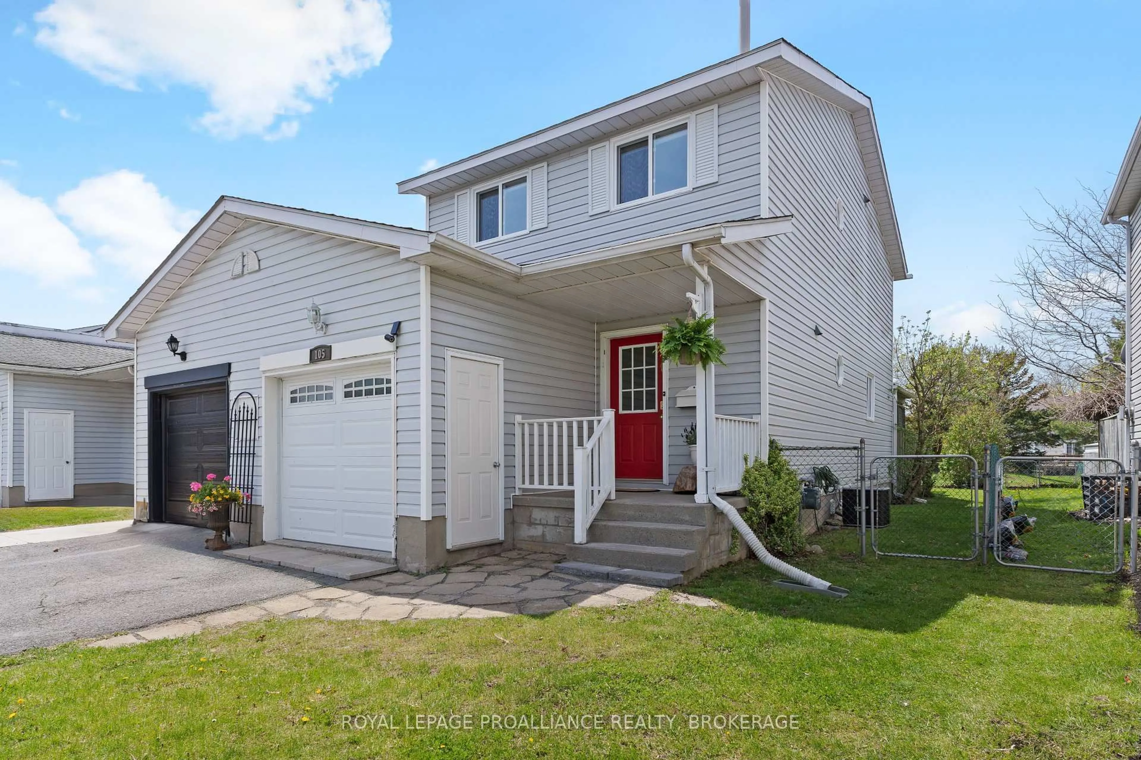Home with vinyl exterior material, street for 105 Davey Cres, Loyalist Ontario K7N 1X7