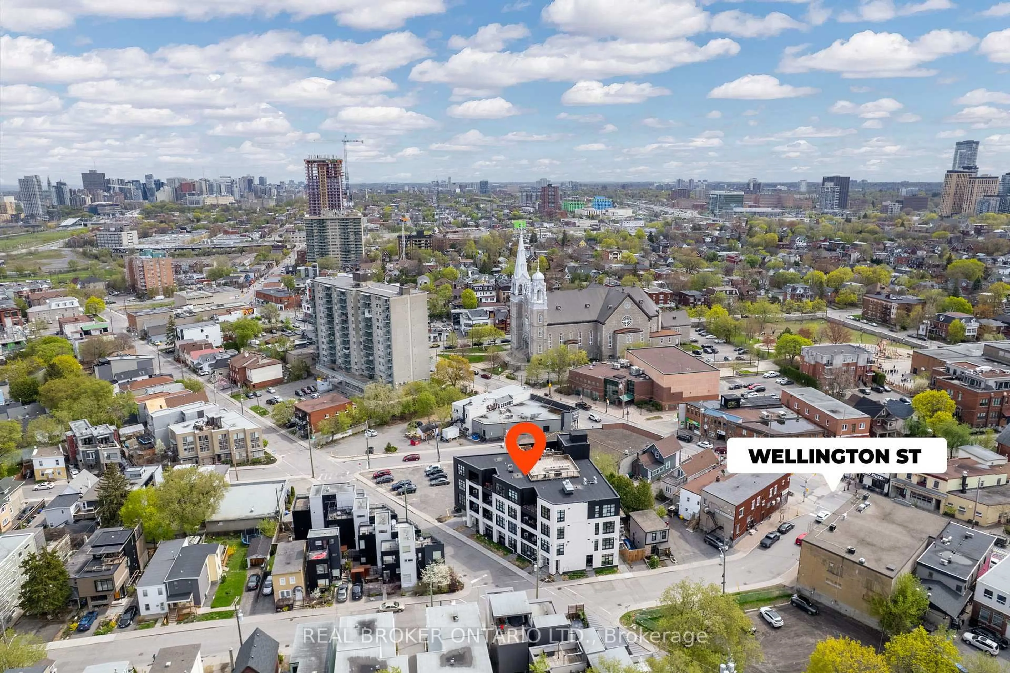 A pic from outside/outdoor area/front of a property/back of a property/a pic from drone, city buildings view from balcony for 101 Pinhey St #304, Ottawa Ontario K1Y 1T7