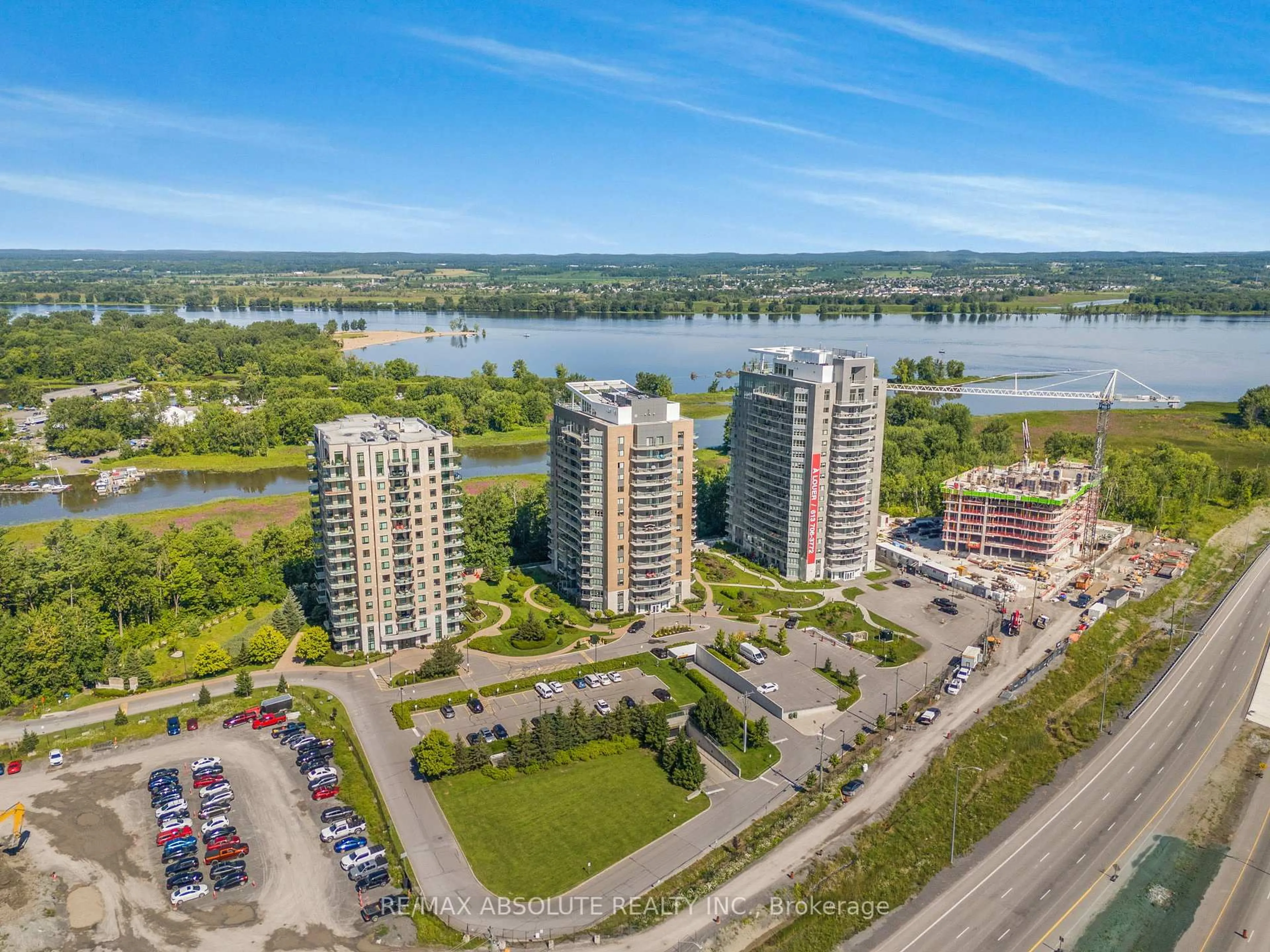 A pic from outside/outdoor area/front of a property/back of a property/a pic from drone, water/lake/river/ocean view for 100 Inlet N/A #1505, Ottawa Ontario K4A 0S8