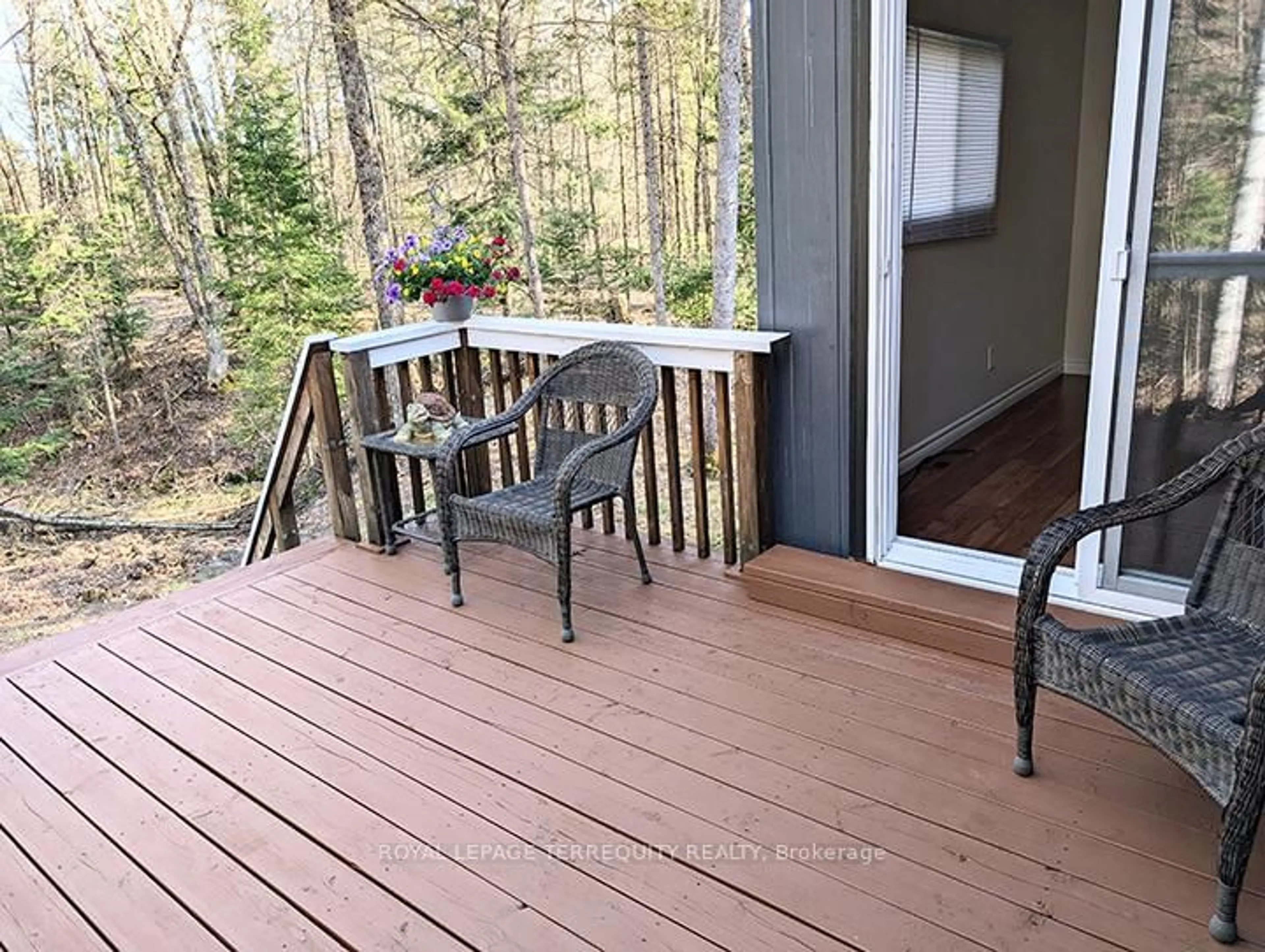 Patio, forest/trees view for 1 Mount Vernon Tr #6, Huntsville Ontario P1H 1E3